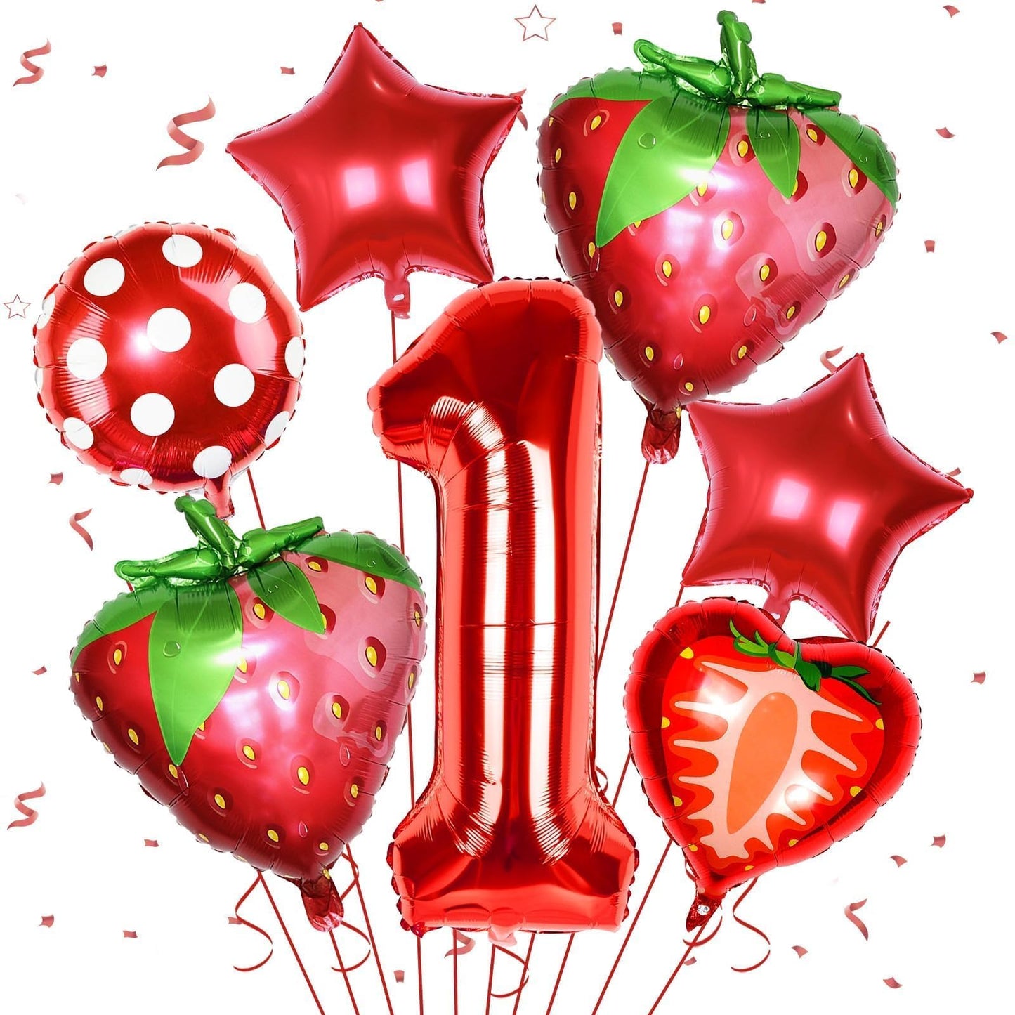 Sowide Berry First Birthday Party Supplies | Strawberry 1st Birthday Balloons Set