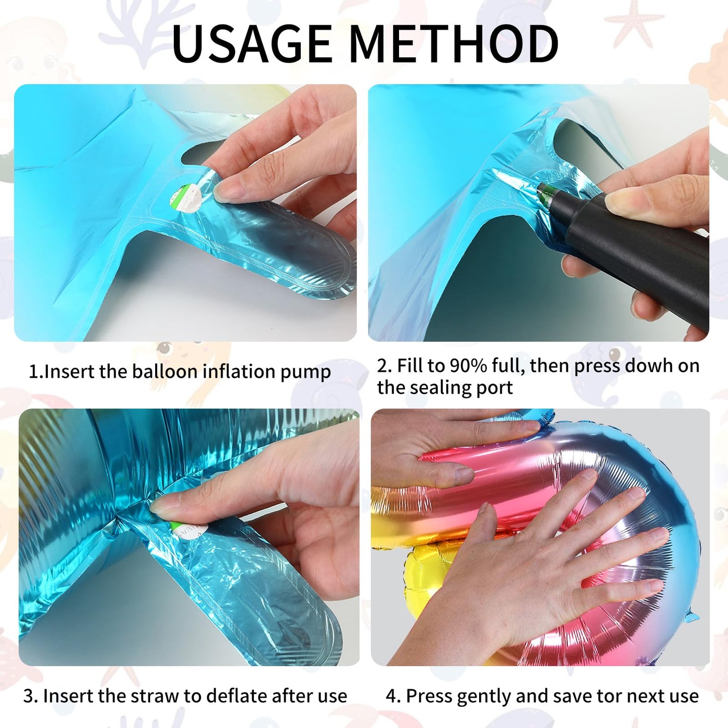 Sowide 9th Mermaid Birthday Decorations Kit – Sea Balloons & Tail Balloons