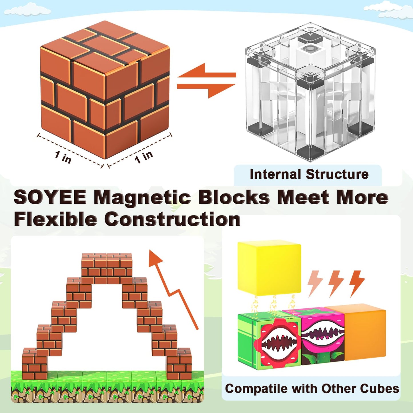 Soyee 108PCS Magnetic Blocks Building Toys – Magnetic Blocks Set for Kids 3-12