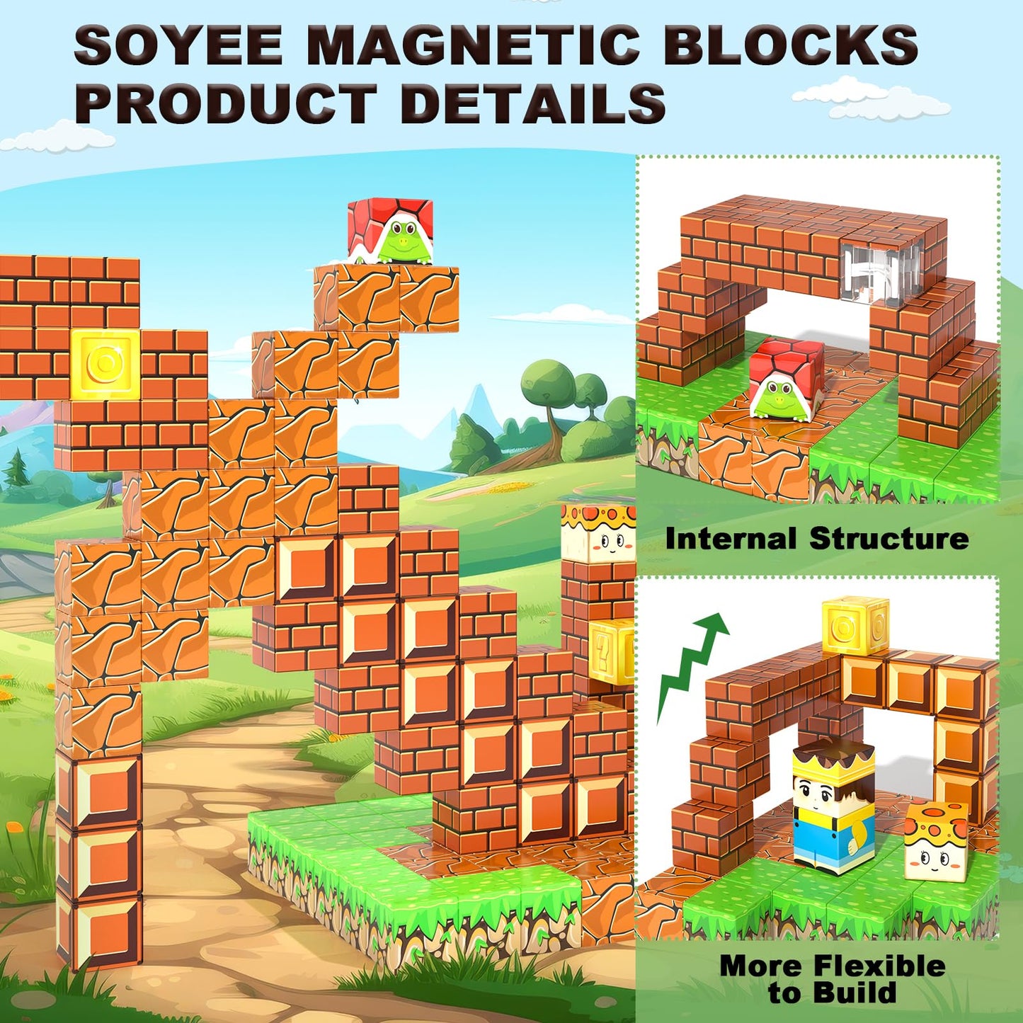 Soyee 108PCS Magnetic Blocks Building Toys – Magnetic Blocks Set for Kids 3-12