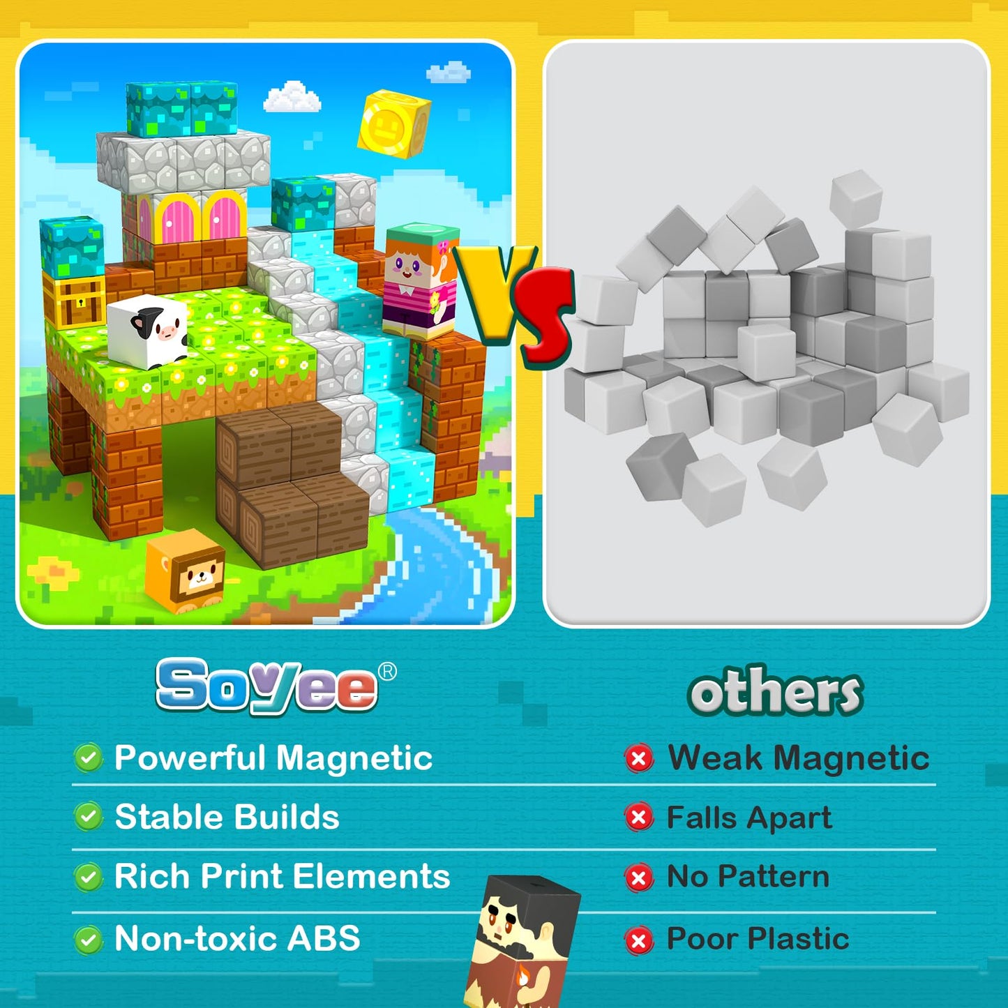 Soyee 150PCS Magnetic Blocks – Magnetic Building Toys for Kids | STEM, Montessori & Creative Play