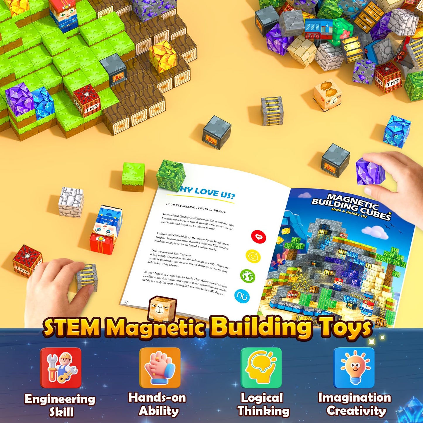 Soyee 150 PCS Magnetic Blocks — STEM Mine World Set for Kids Aged 4-8