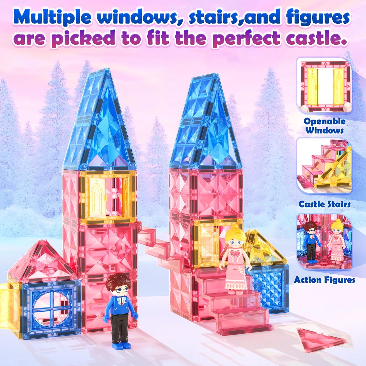Soyee Diamond Magnetic Tiles – Princess Castle Building Blocks for Kids (Ages 3-12)