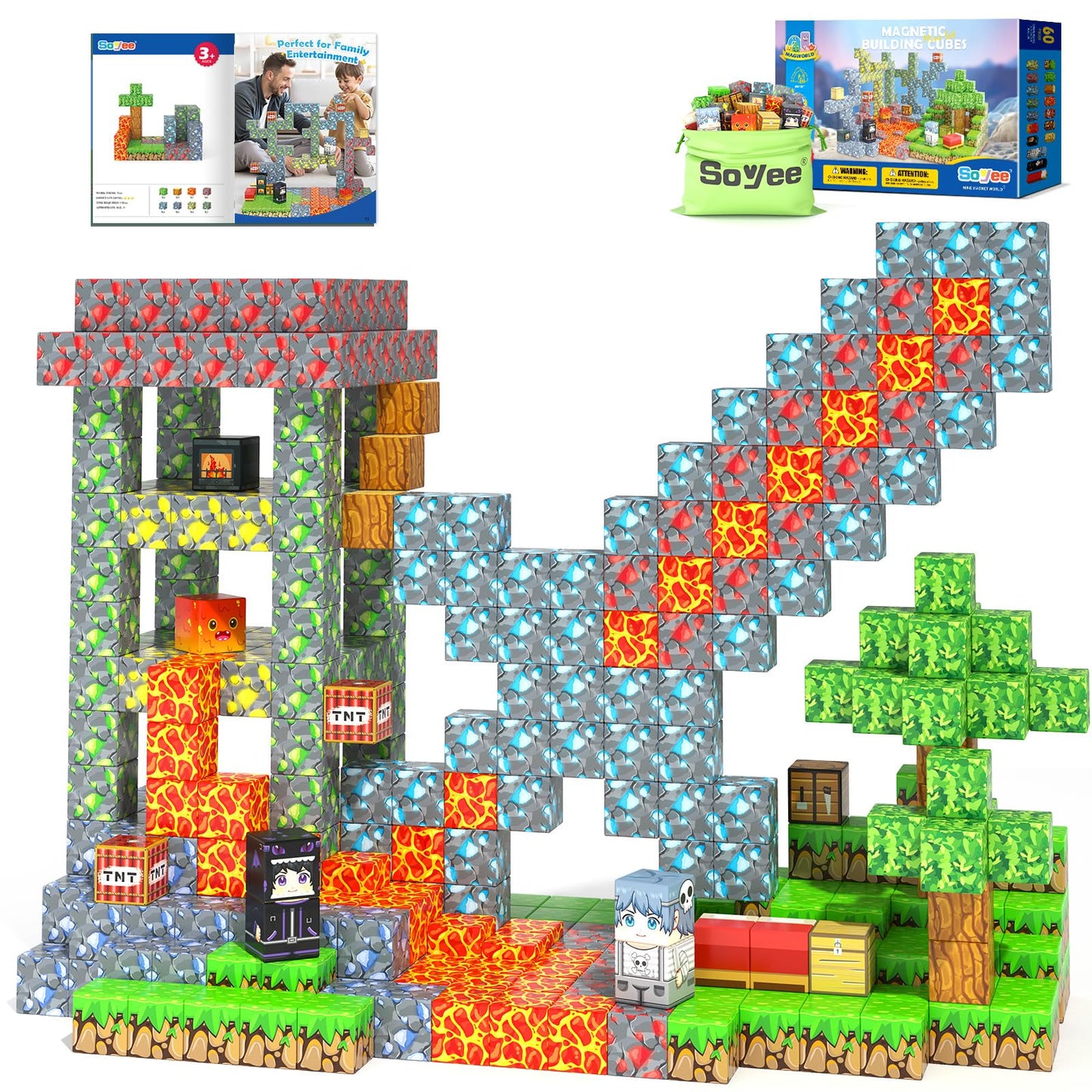 Soyee Magnetic Blocks - Forest Mine World STEM Building Toys for 3+ Kids