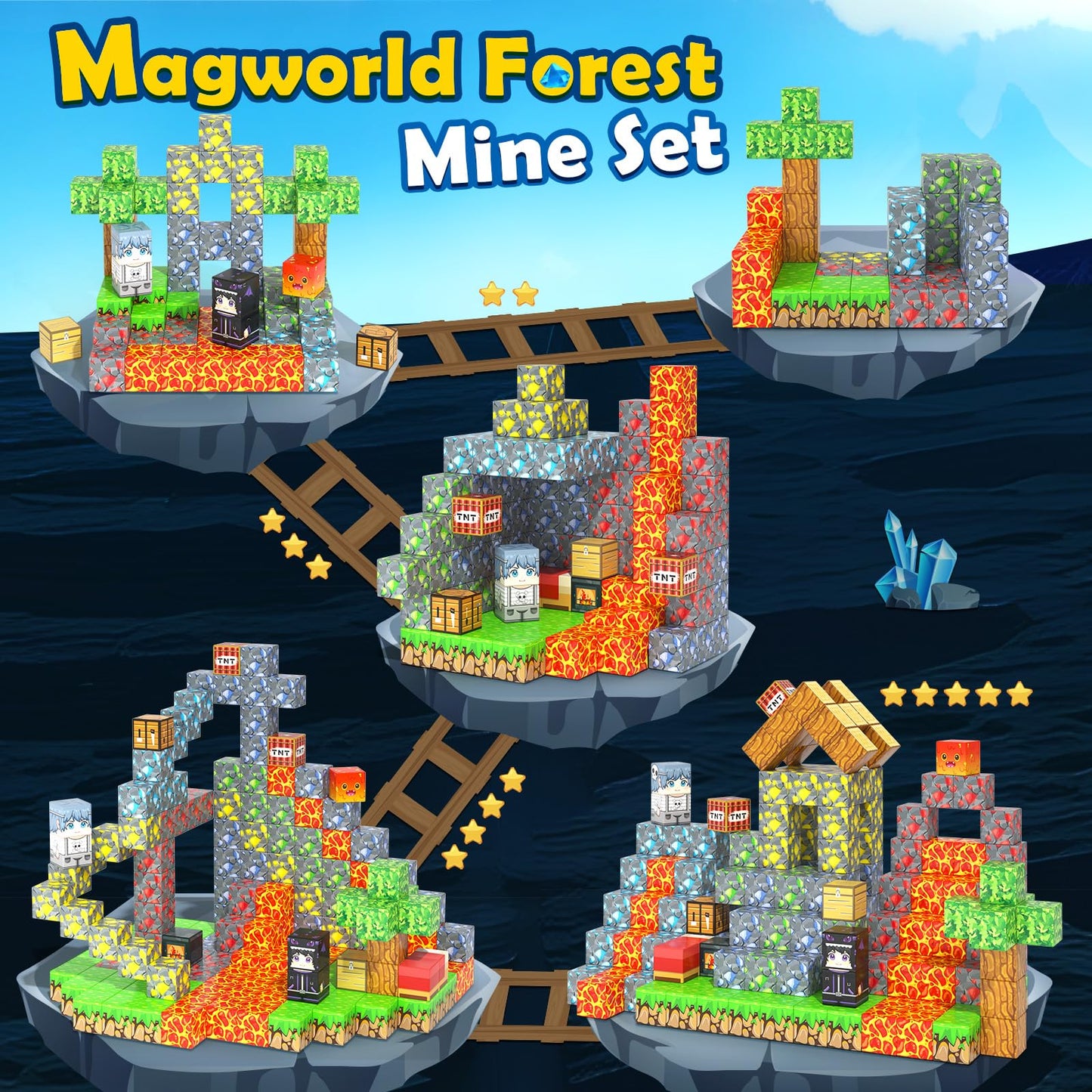 Soyee Magnetic Blocks - Forest Mine World STEM Building Toys for 3+ Kids