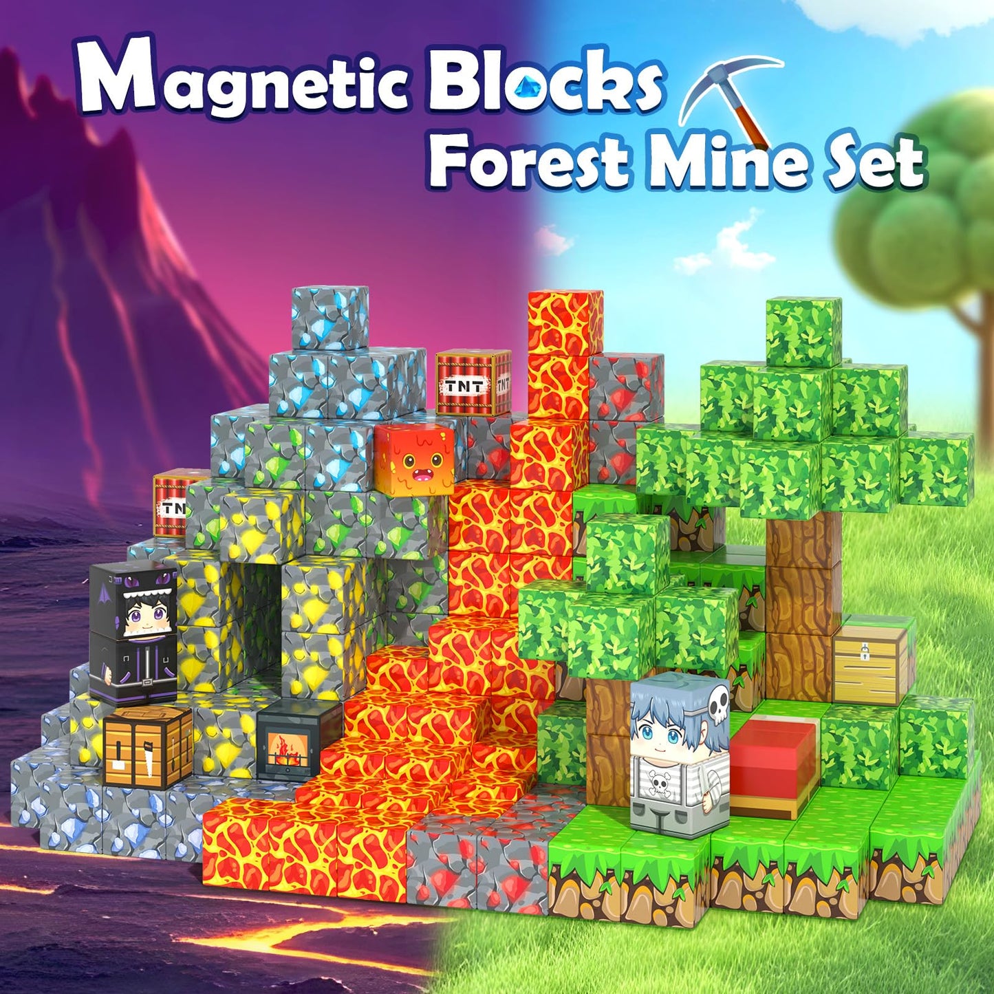 Soyee Magnetic Blocks - Forest Mine World STEM Building Toys for 3+ Kids