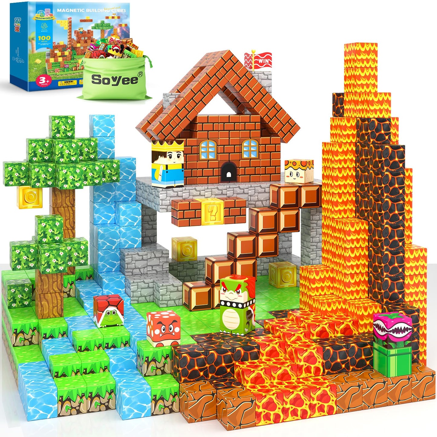Soyee 100pcs Magnetic Blocks | STEM Building Toy for Kids 3+