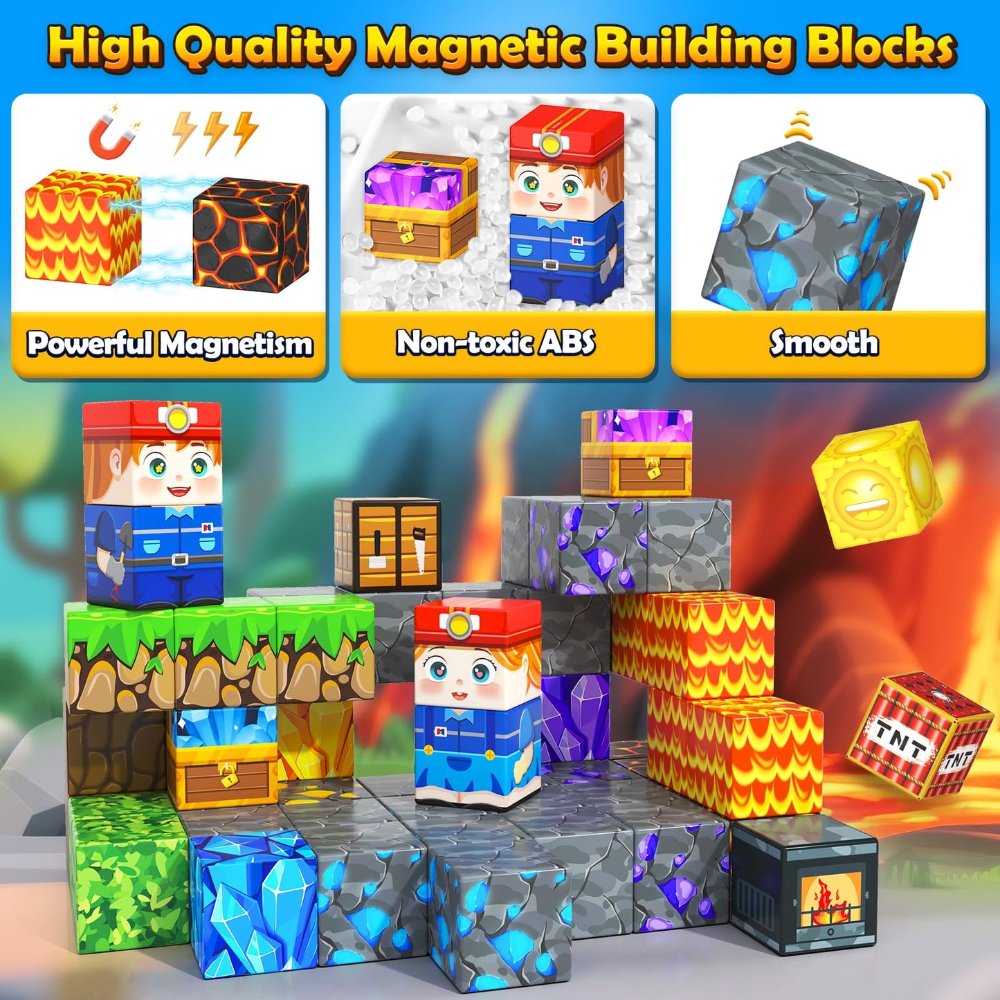 Soyee Magnetic Blocks Travel Toys — STEM Building Kit in Metal Tin (Ages 3+)