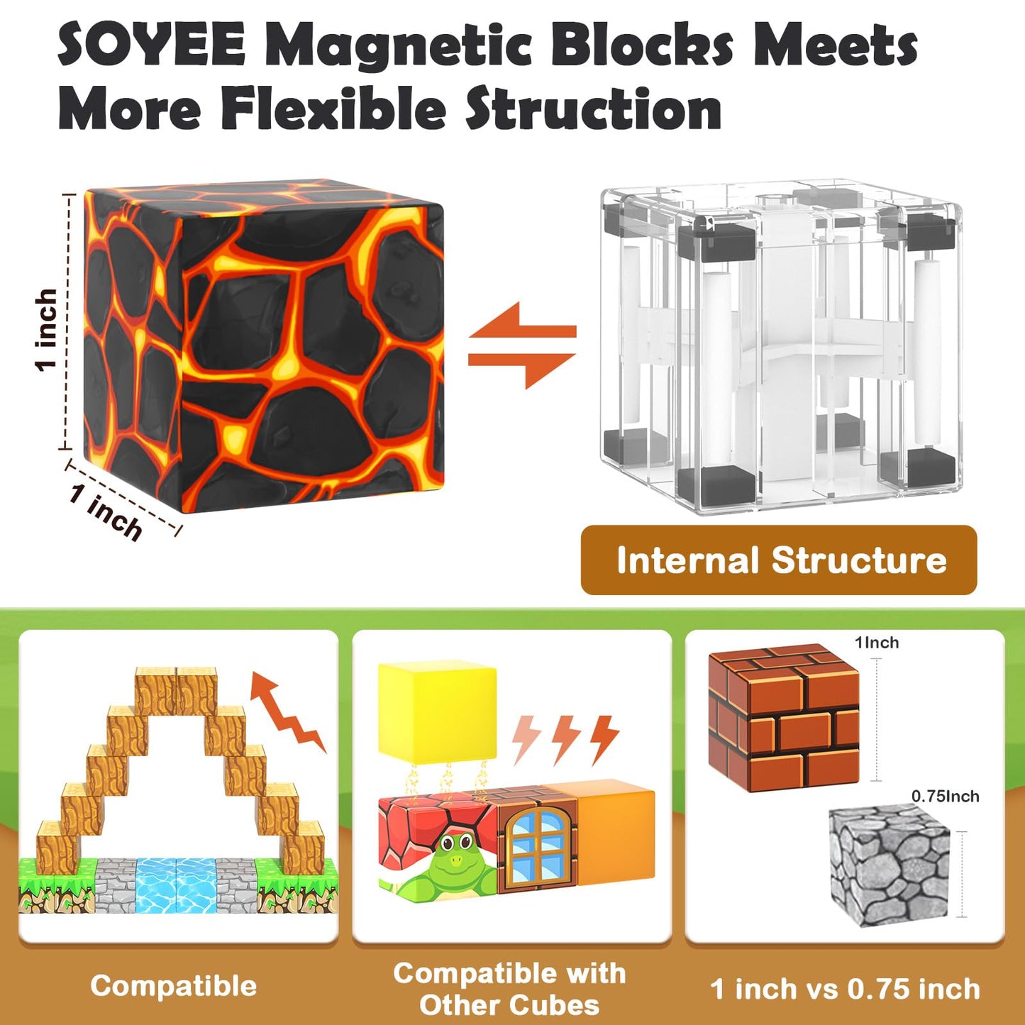 Soyee 100pcs Magnetic Blocks | STEM Building Toy for Kids 3+