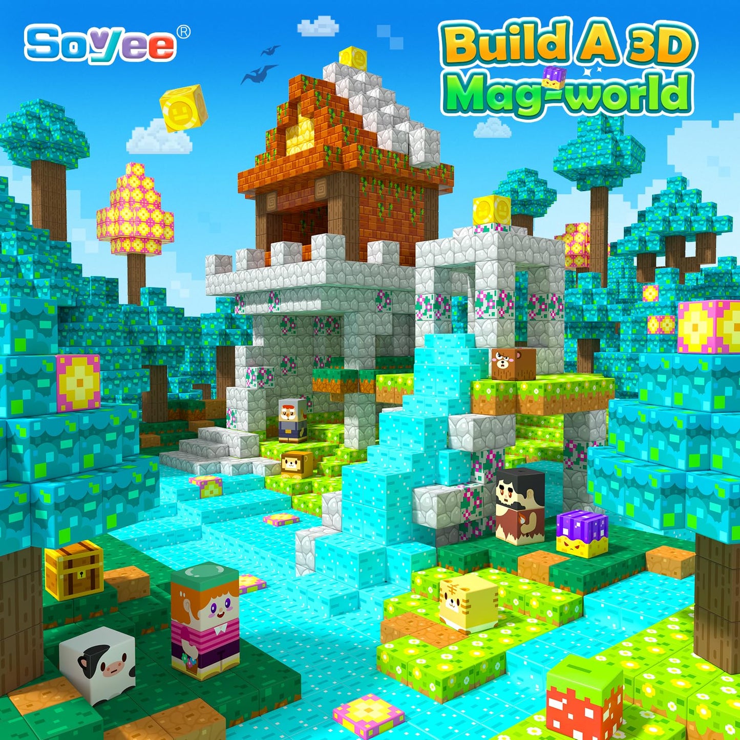 Soyee Magnetic Blocks Forest Set – Magnetic Building Toys for Kids 3+ | STEM & Sensory Play