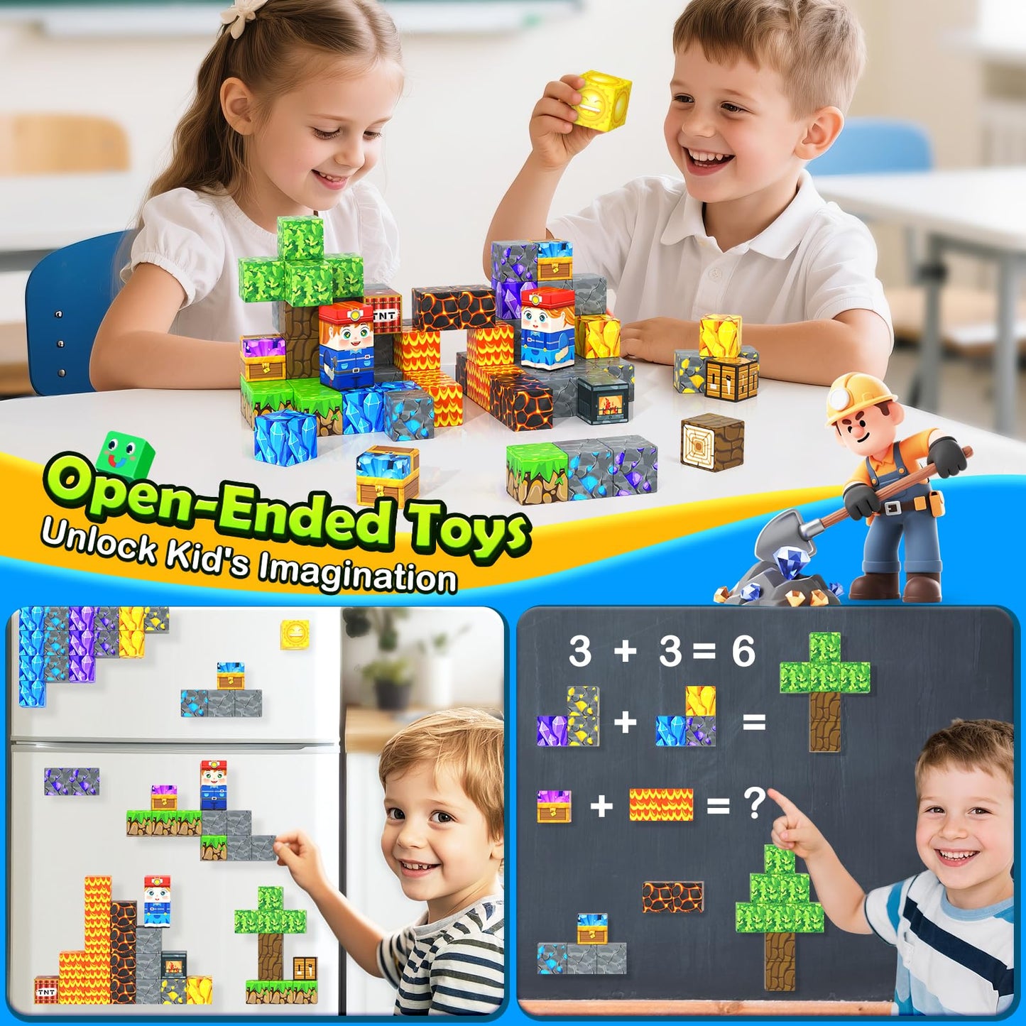 Soyee Magnetic Blocks Travel Toys — STEM Building Kit in Metal Tin (Ages 3+)