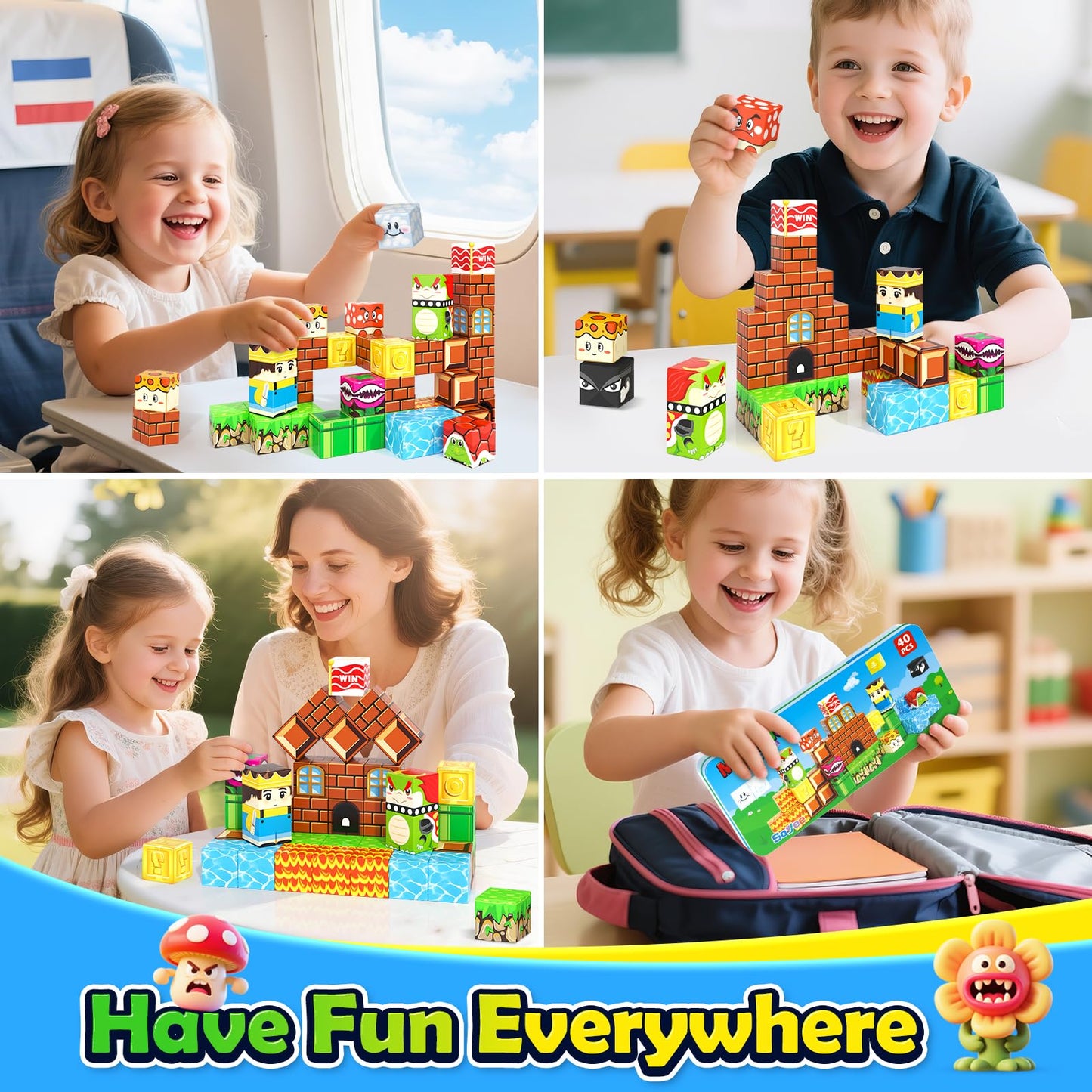 Soyee Magnetic Blocks Travel Toys with Portable Tin – STEM Magnet Building Blocks for 3–8 Year Olds