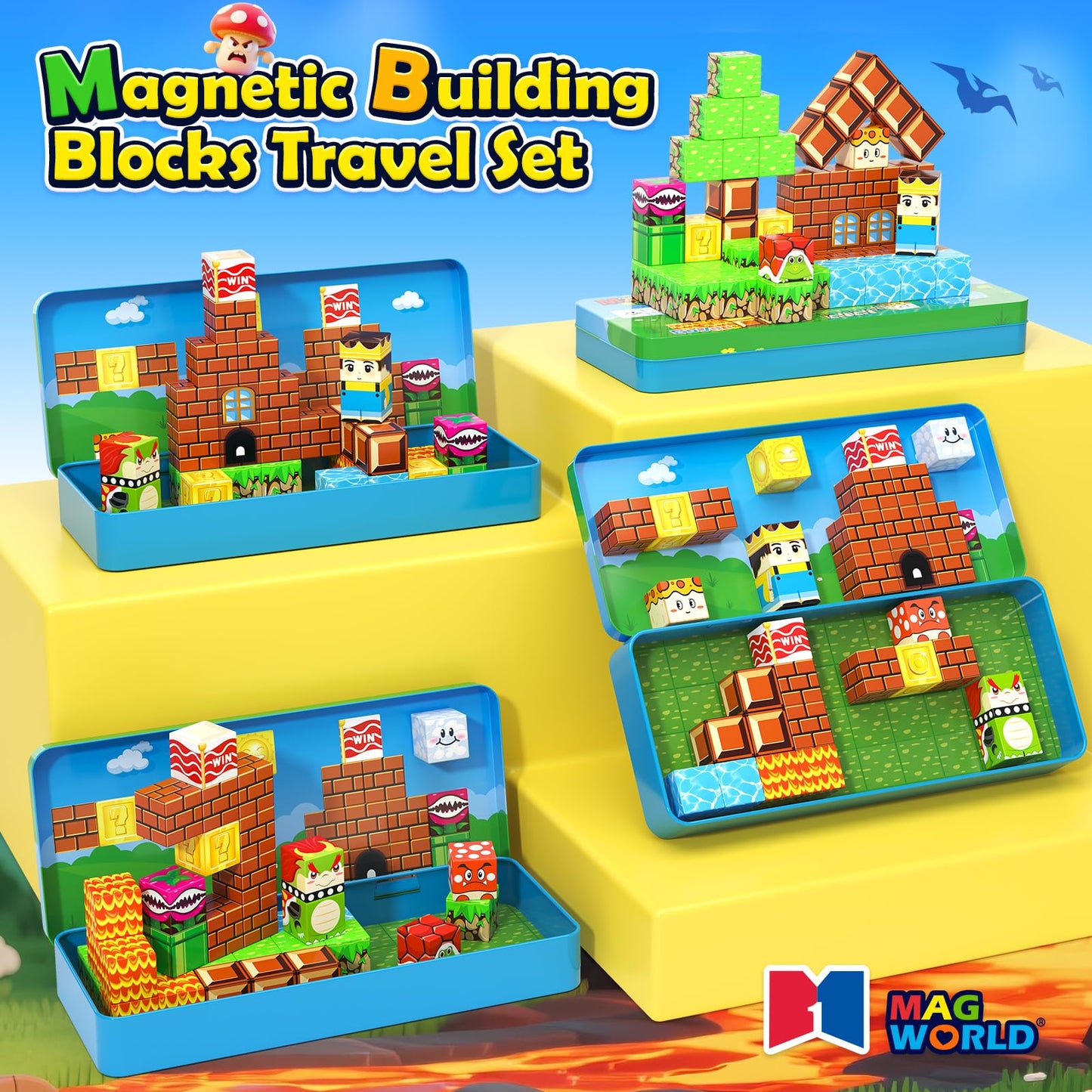 Soyee Magnetic Blocks Travel Toys with Portable Tin – STEM Magnet Building Blocks for 3–8 Year Olds