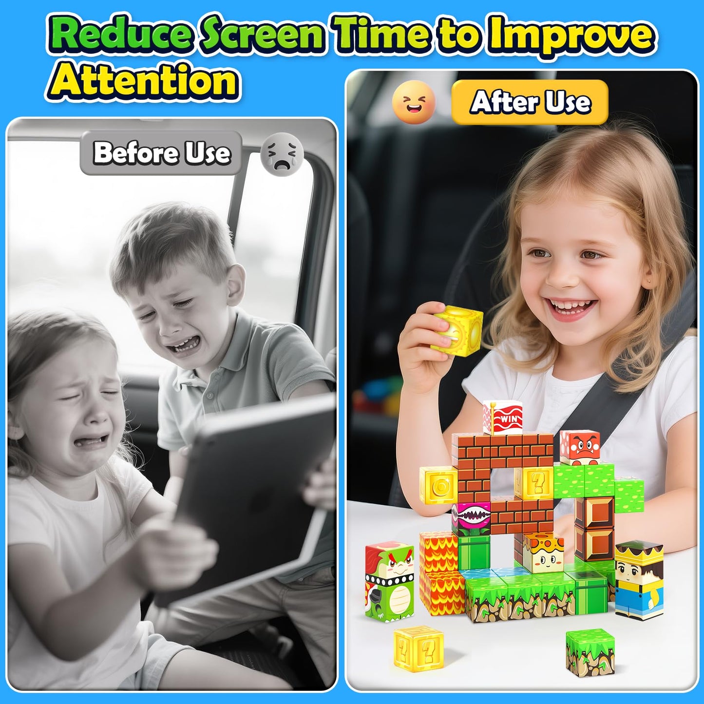 Soyee Magnetic Blocks Travel Toys with Portable Tin – STEM Magnet Building Blocks for 3–8 Year Olds