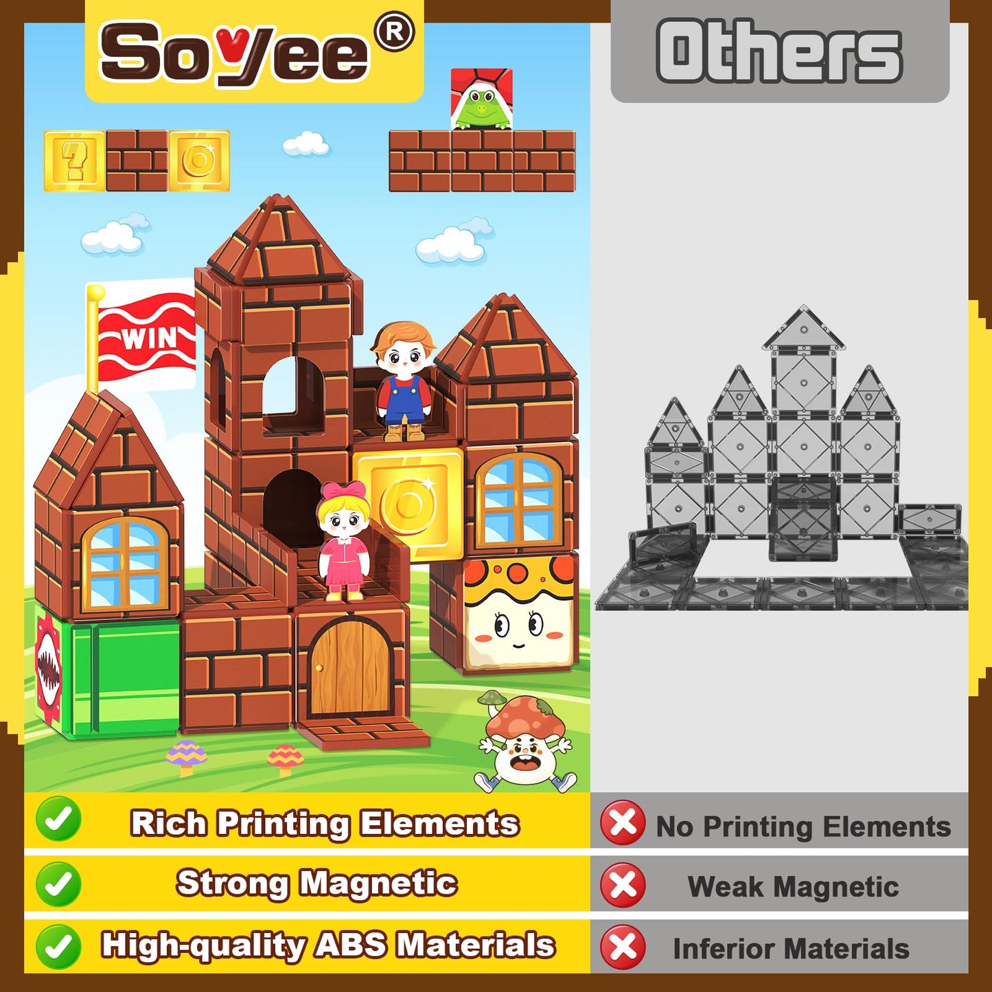 Soyee Magnetic Tiles – Creative Building Blocks for Kids 3+ | STEM Toy