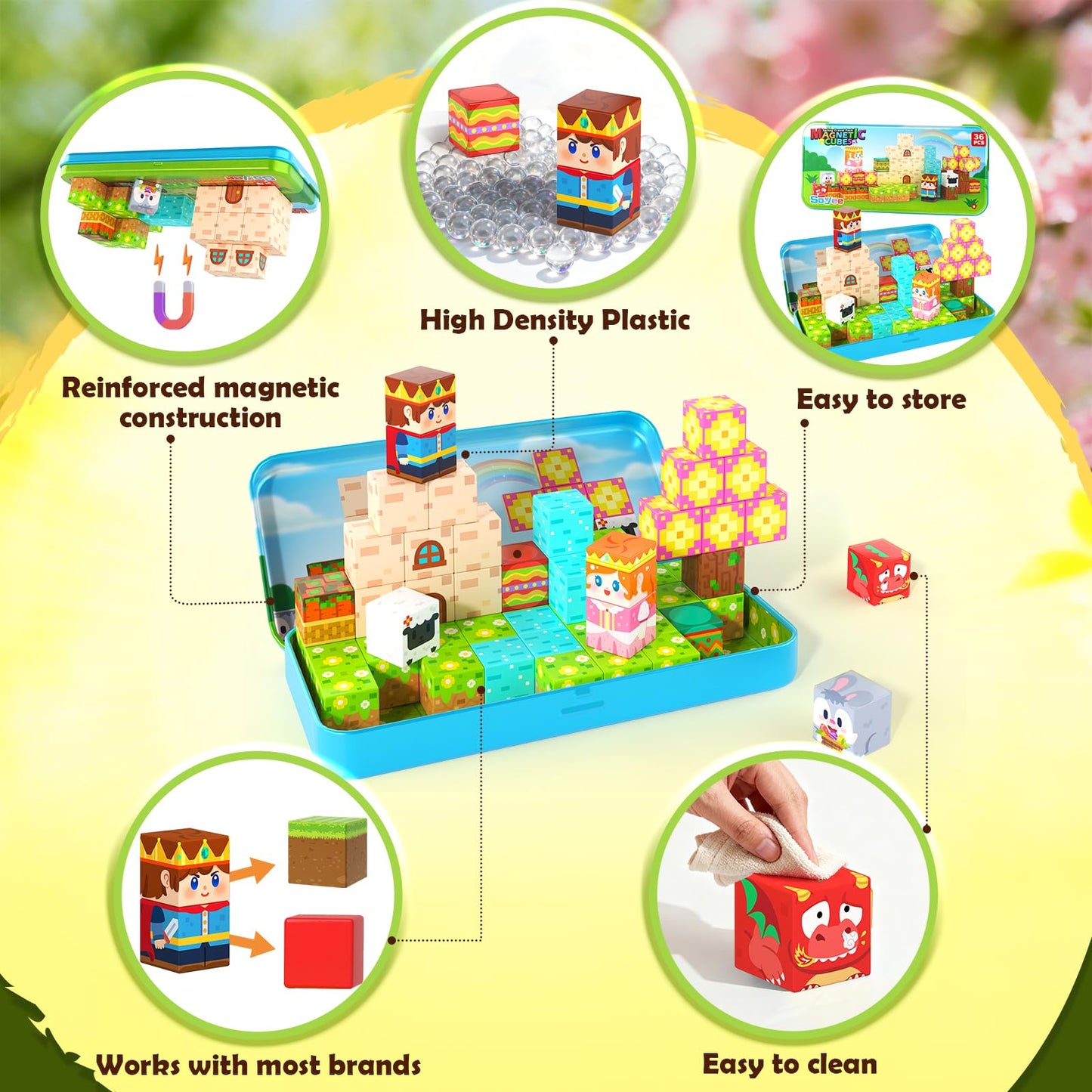 Soyee Mini Magnetic Blocks with Case – Portable STEM Building Toy for Kids 4–8