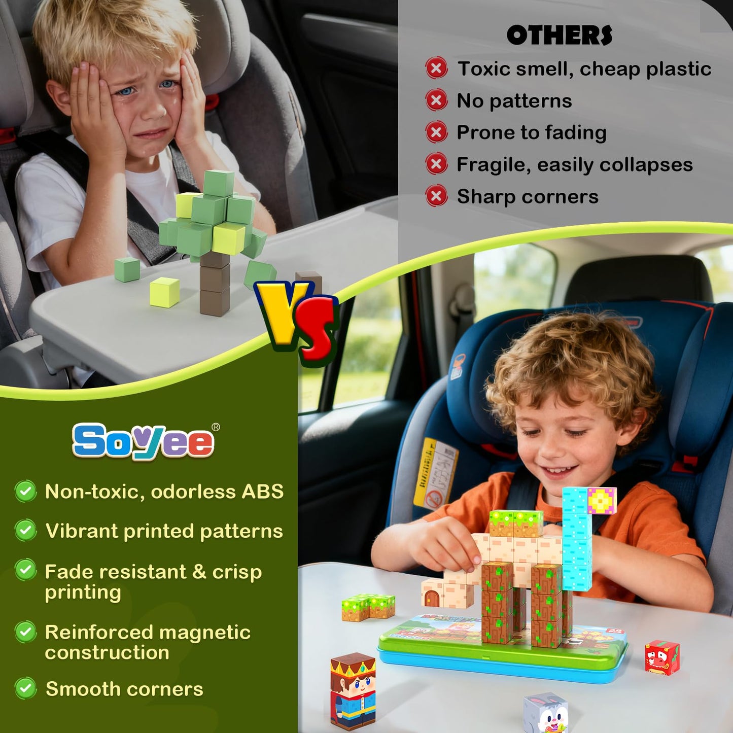 Soyee Mini Magnetic Blocks with Case – Portable STEM Building Toy for Kids 4–8