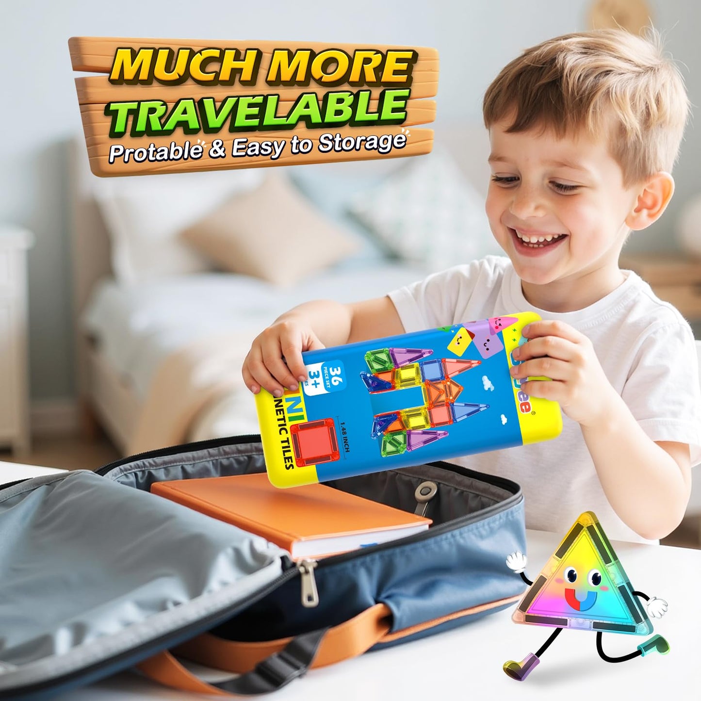 Soyee Mini Magnetic Tiles Travel Toys – Portable STEM Building Kit for Ages 3-8+