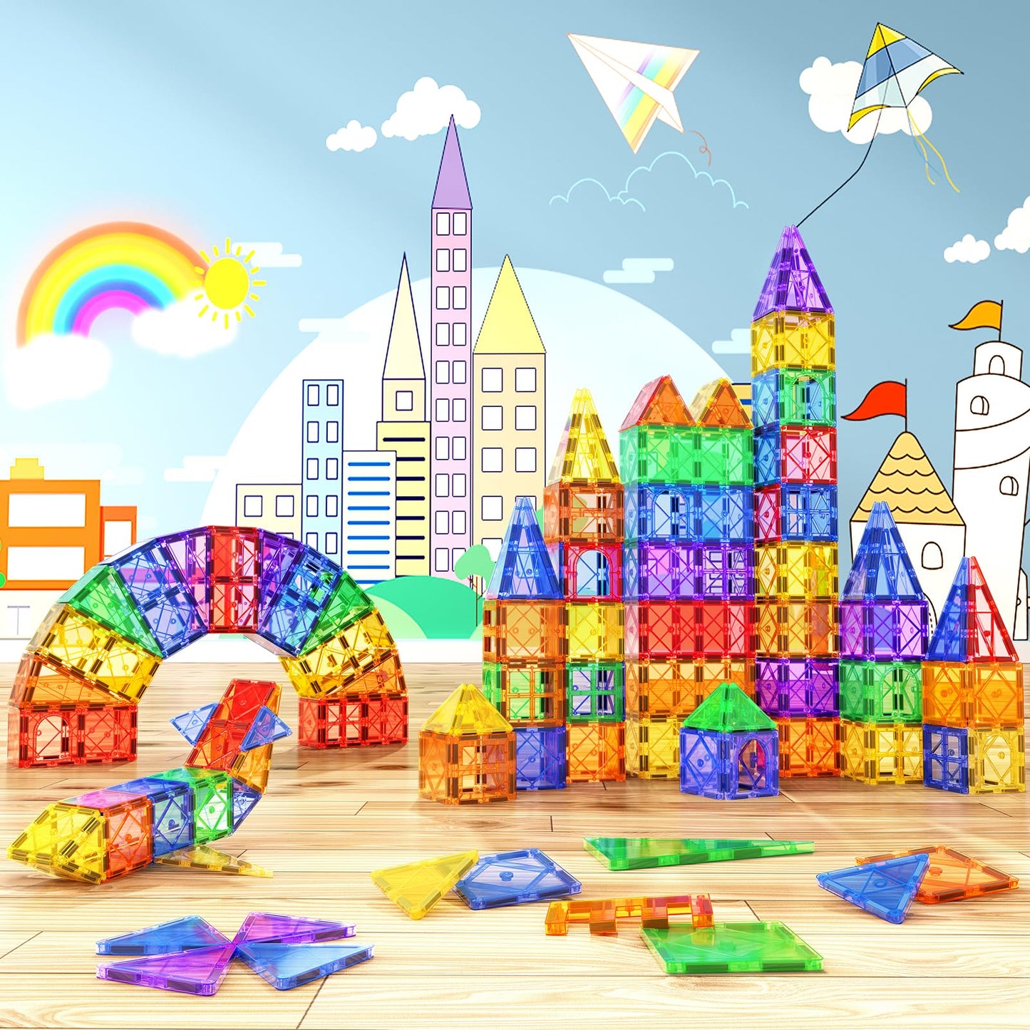 Soyee 102pcs Magnetic Tiles – STEM Building Blocks for 3+ | Sensory & Creative Play