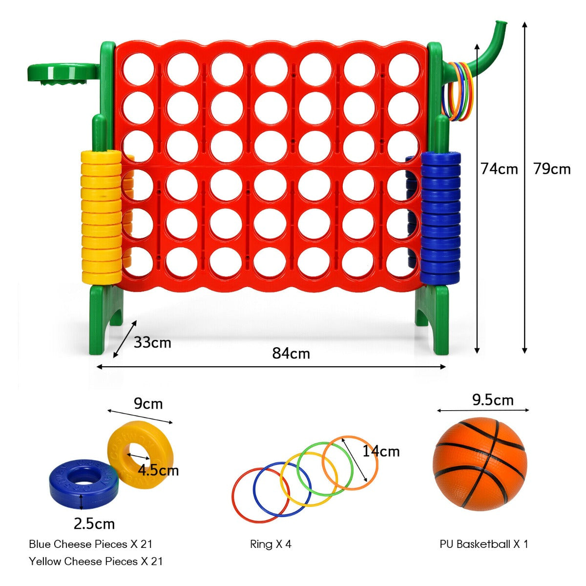 Giant Connect 4 Game Jumbo with 42 Rings-Blue