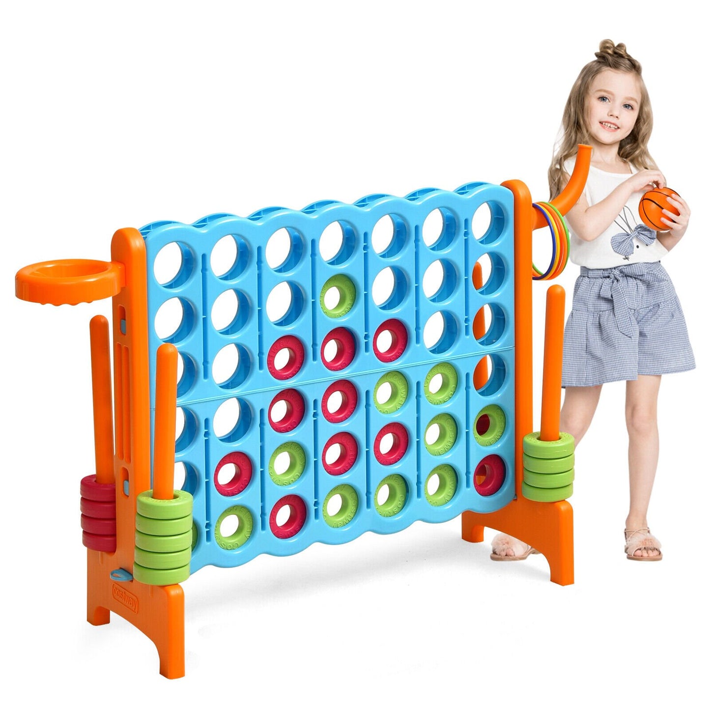 Giant Connect 4 Game Jumbo with 42 Rings-Blue