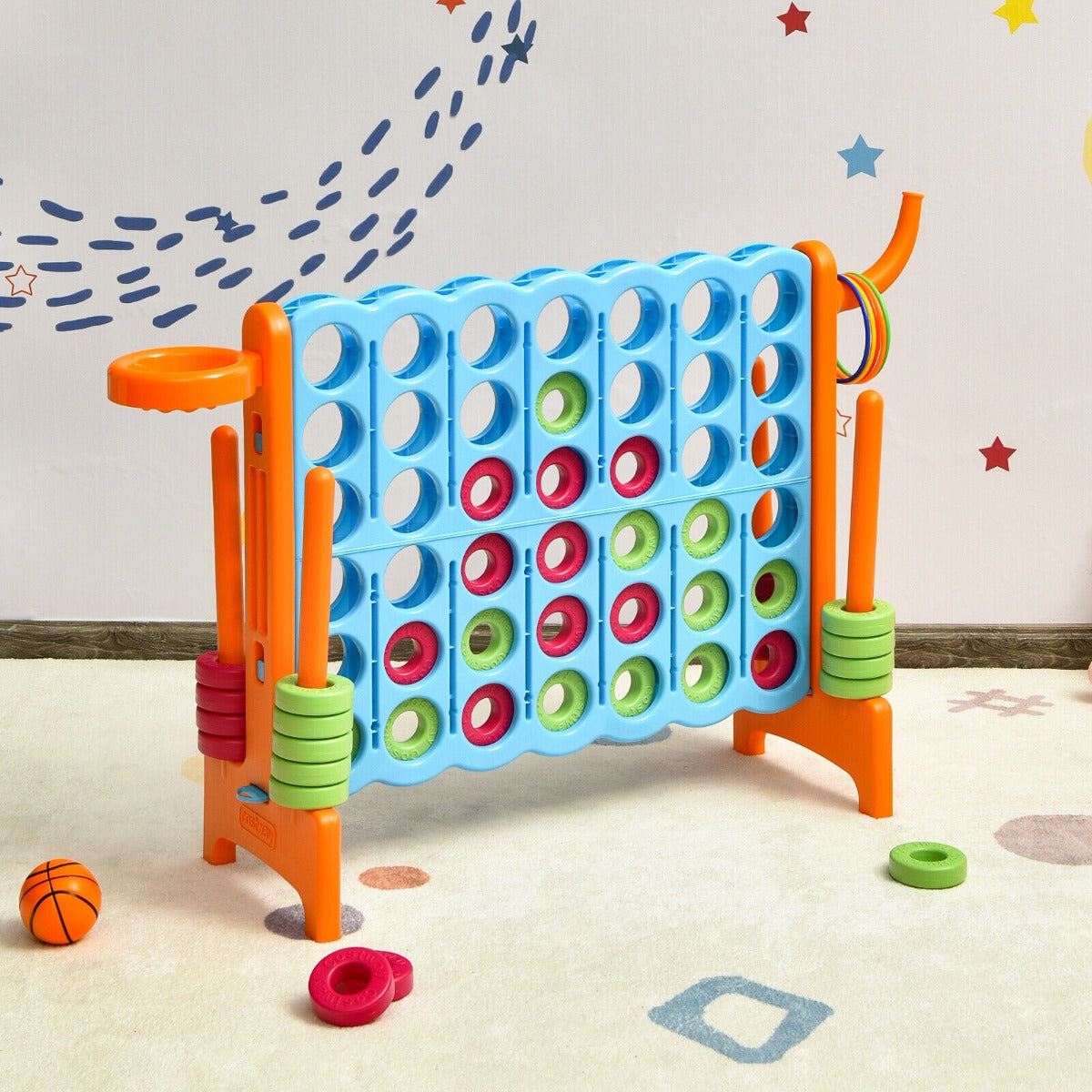 Giant Connect 4 Game Jumbo with 42 Rings-Blue