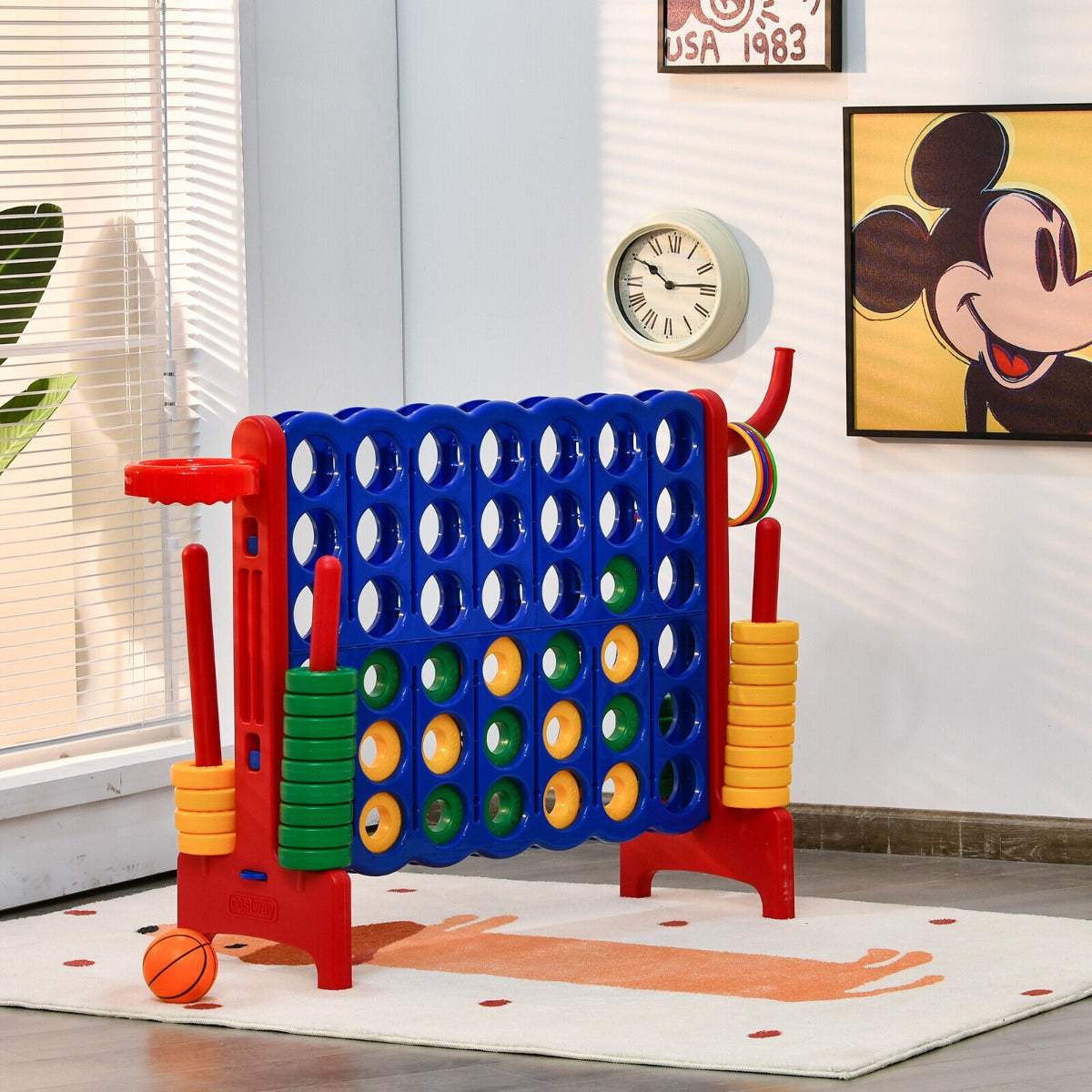 Giant Connect 4 Game Jumbo with 42 Rings-Blue