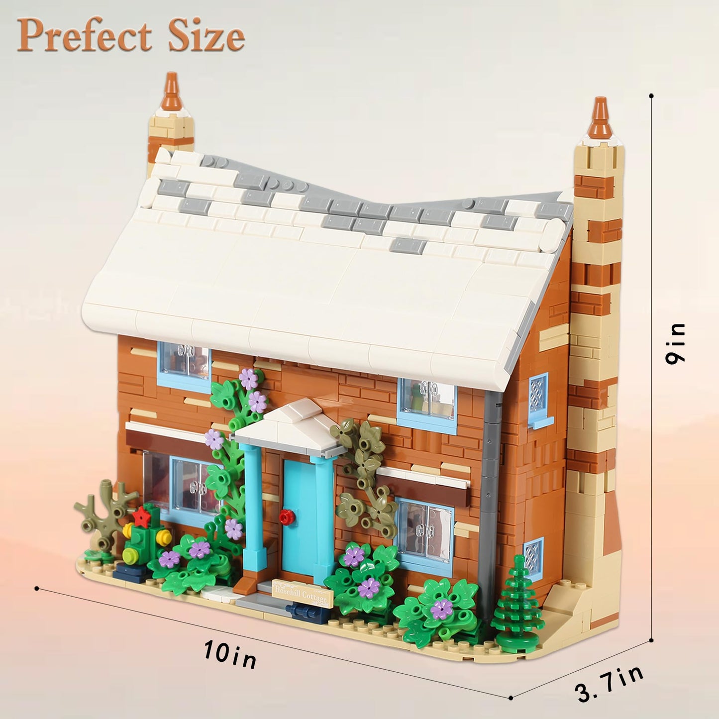 Spaciolo Holiday Christmas Building Set – Rosehill Cottage Village, Lego Compatible, Cozy Winter House