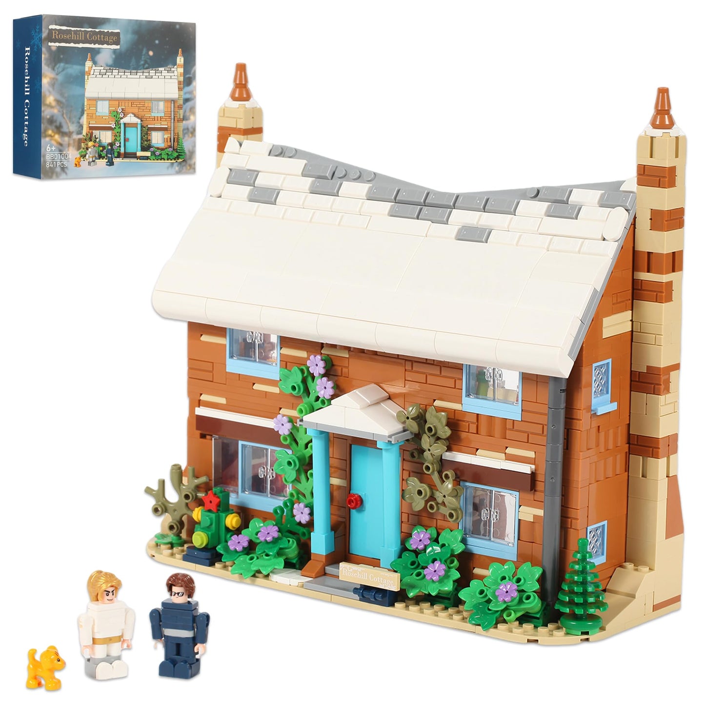 Spaciolo Holiday Christmas Building Set – Rosehill Cottage Village, Lego Compatible, Cozy Winter House
