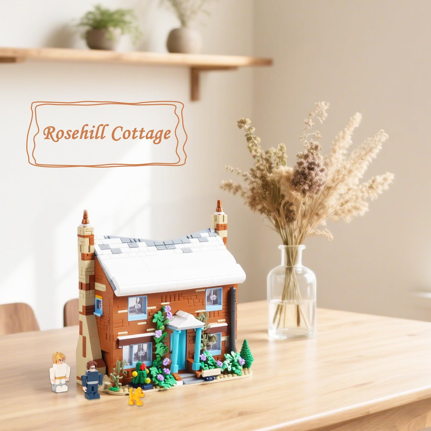 Spaciolo Holiday Christmas Building Set – Rosehill Cottage Village, Lego Compatible, Cozy Winter House
