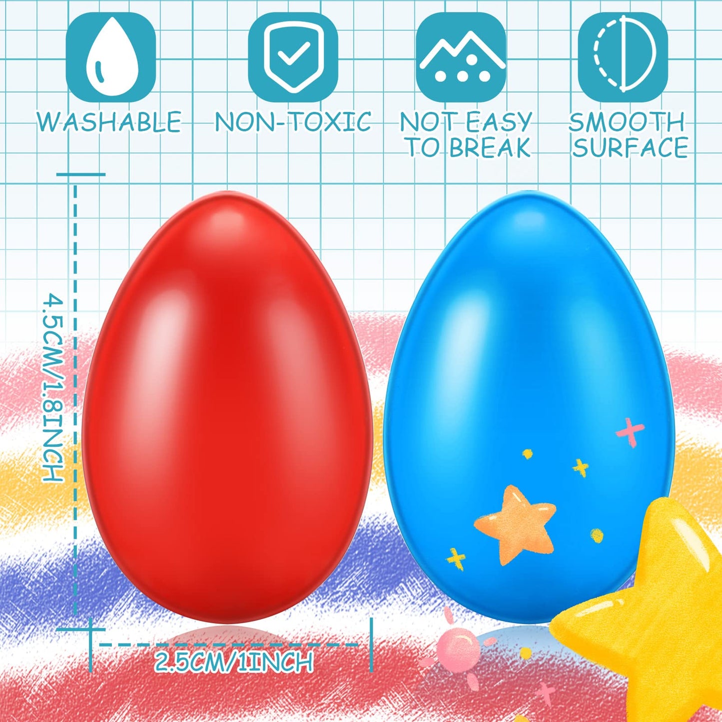 Spakon 9-Pc Egg Crayons for Toddlers – Palm-Grasp, Washable, 9 Colors