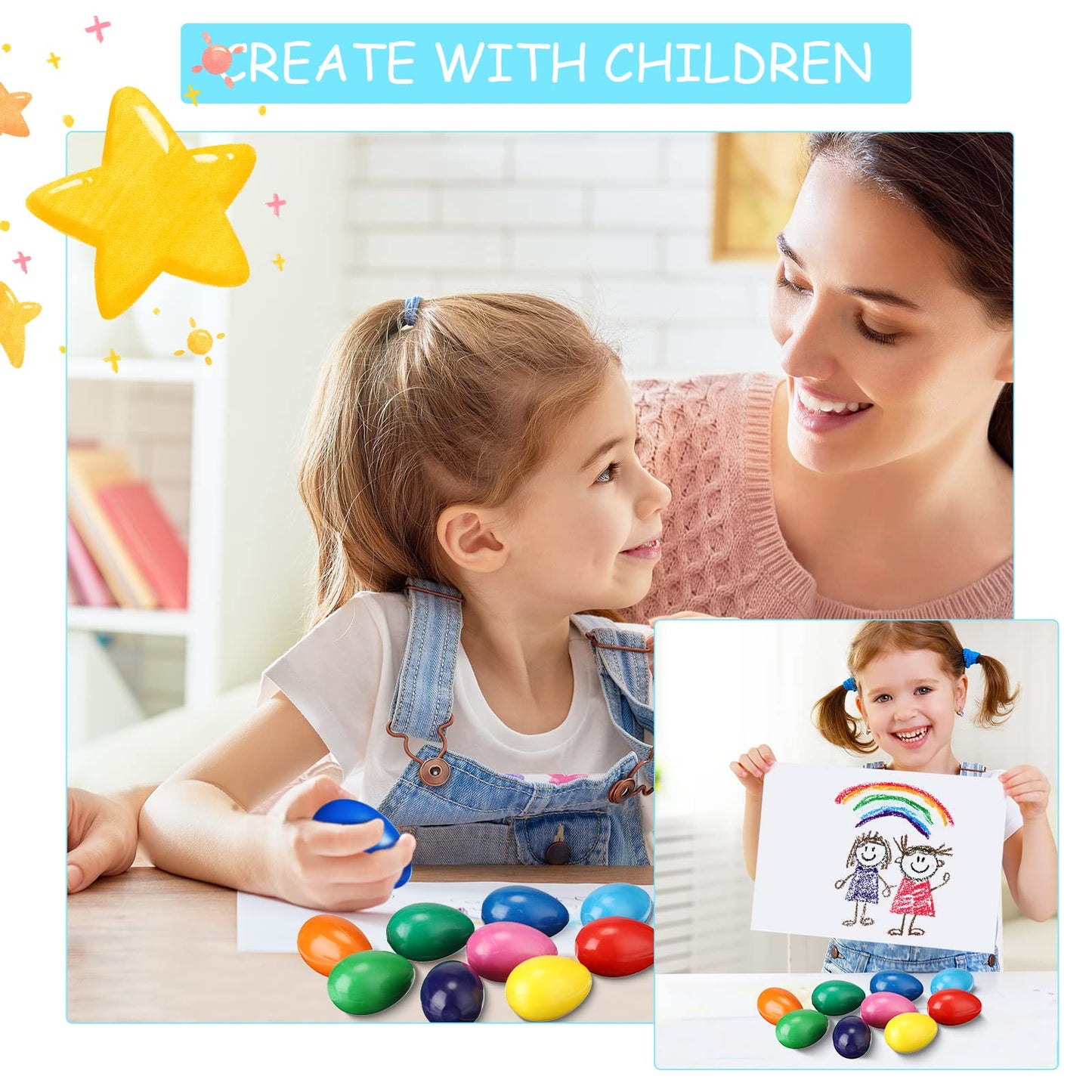 Spakon 9-Pc Egg Crayons for Toddlers – Palm-Grasp, Washable, 9 Colors