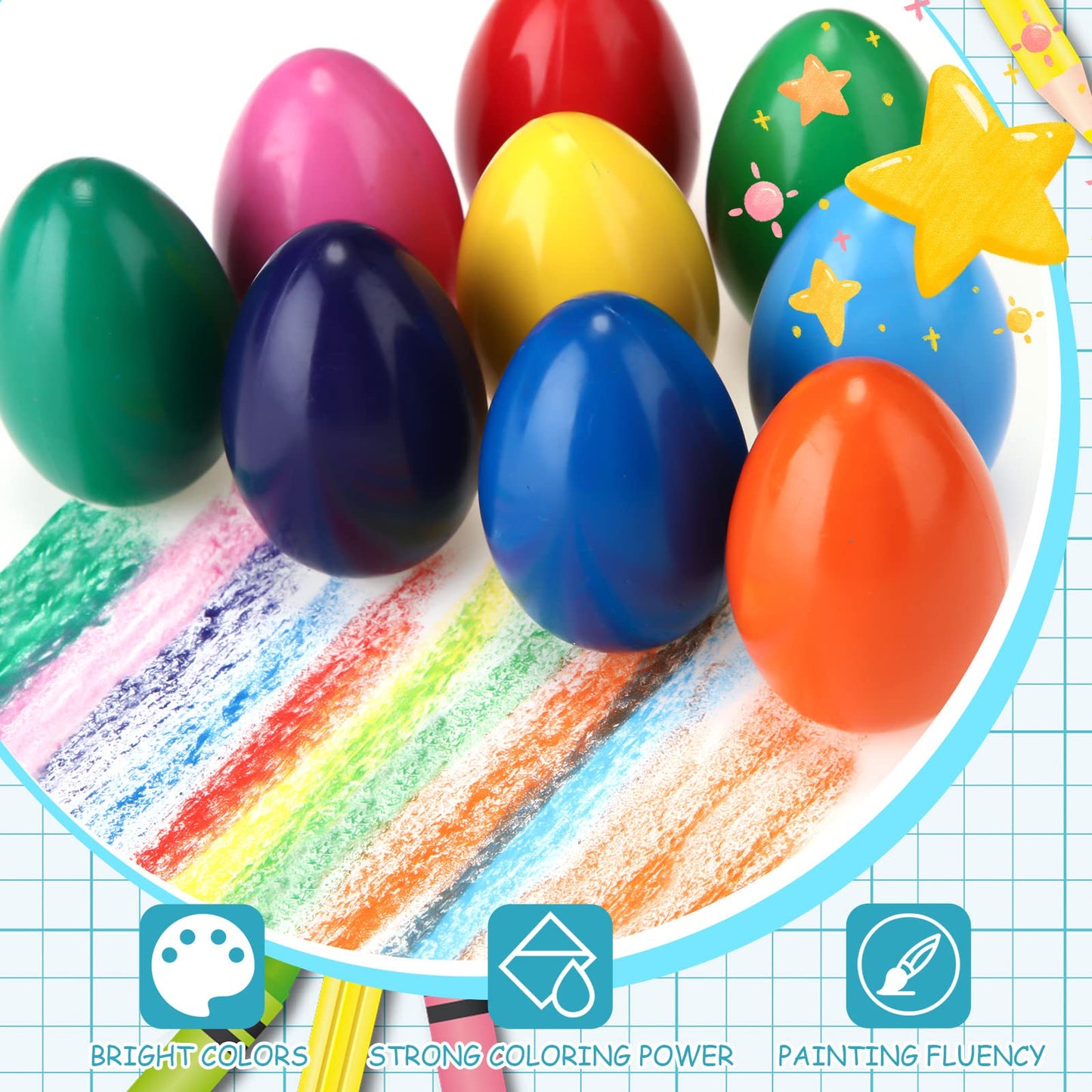 Spakon 9-Pc Egg Crayons for Toddlers – Palm-Grasp, Washable, 9 Colors
