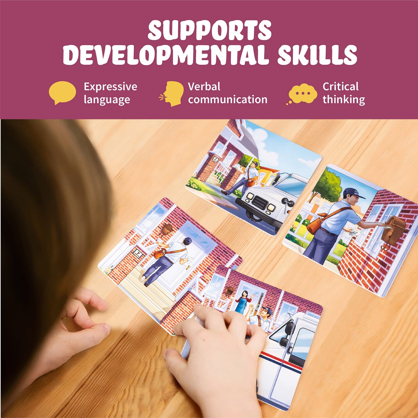 SPARK INNOVATIONS Kids Story Cards Sequence Game – Large Storytelling & Sequencing Cards for Community Helper Stories