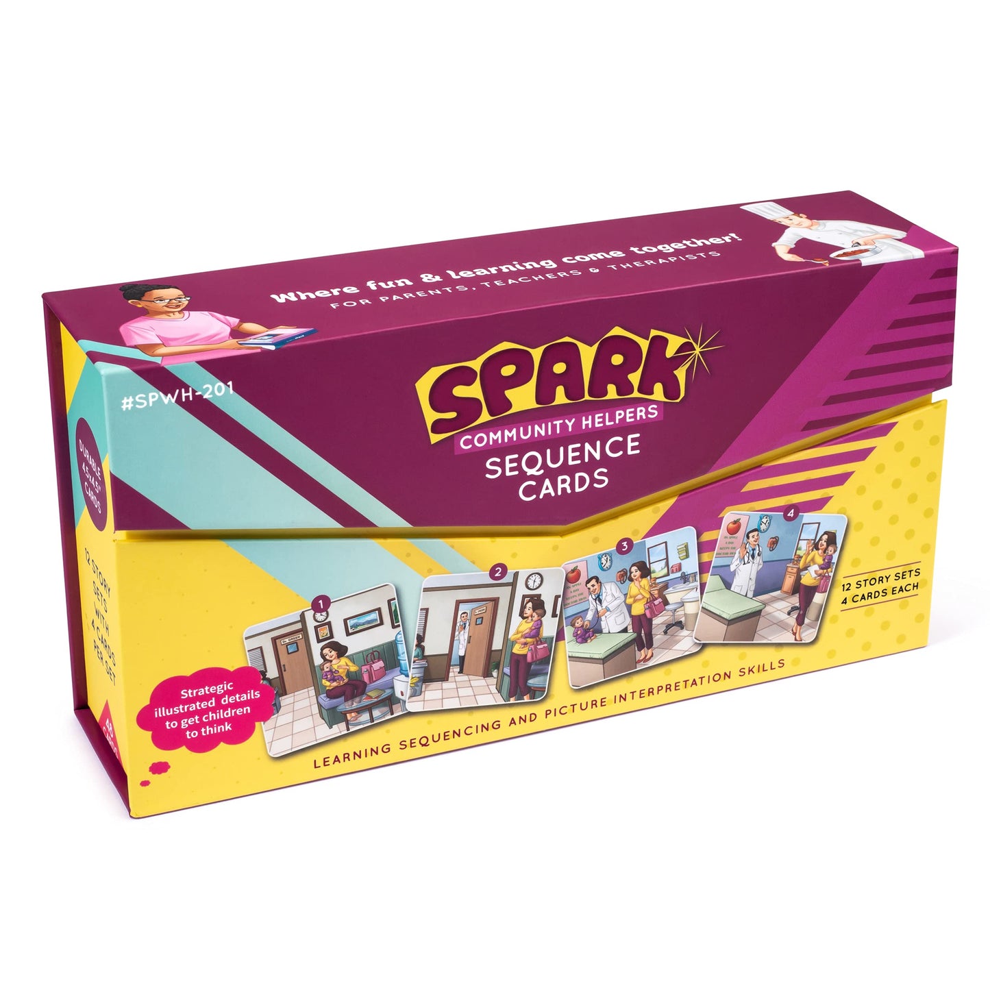 SPARK INNOVATIONS Kids Story Cards Sequence Game – Large Storytelling & Sequencing Cards for Community Helper Stories