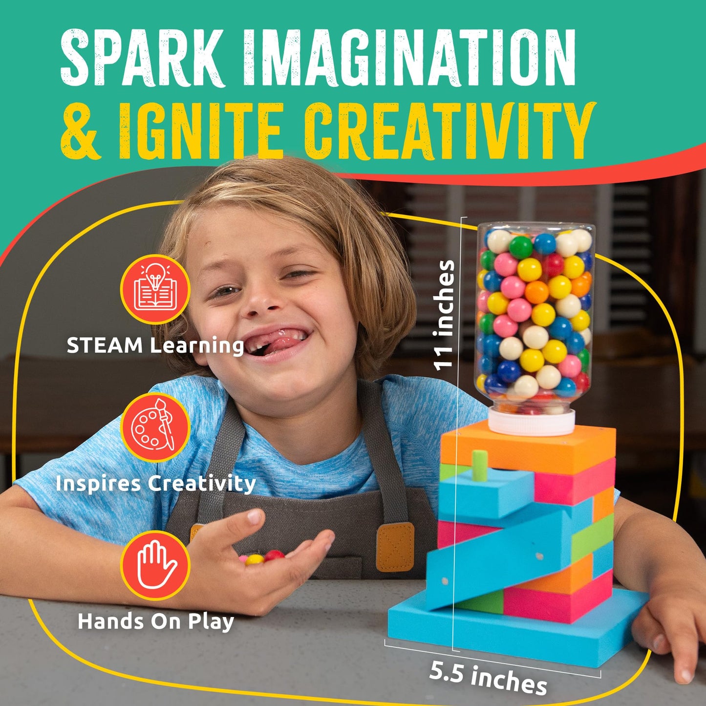 SparkJump Candy Dispenser Woodworking Kit — STEM Craft for Kids with FSC Wood, Paints & Tools
