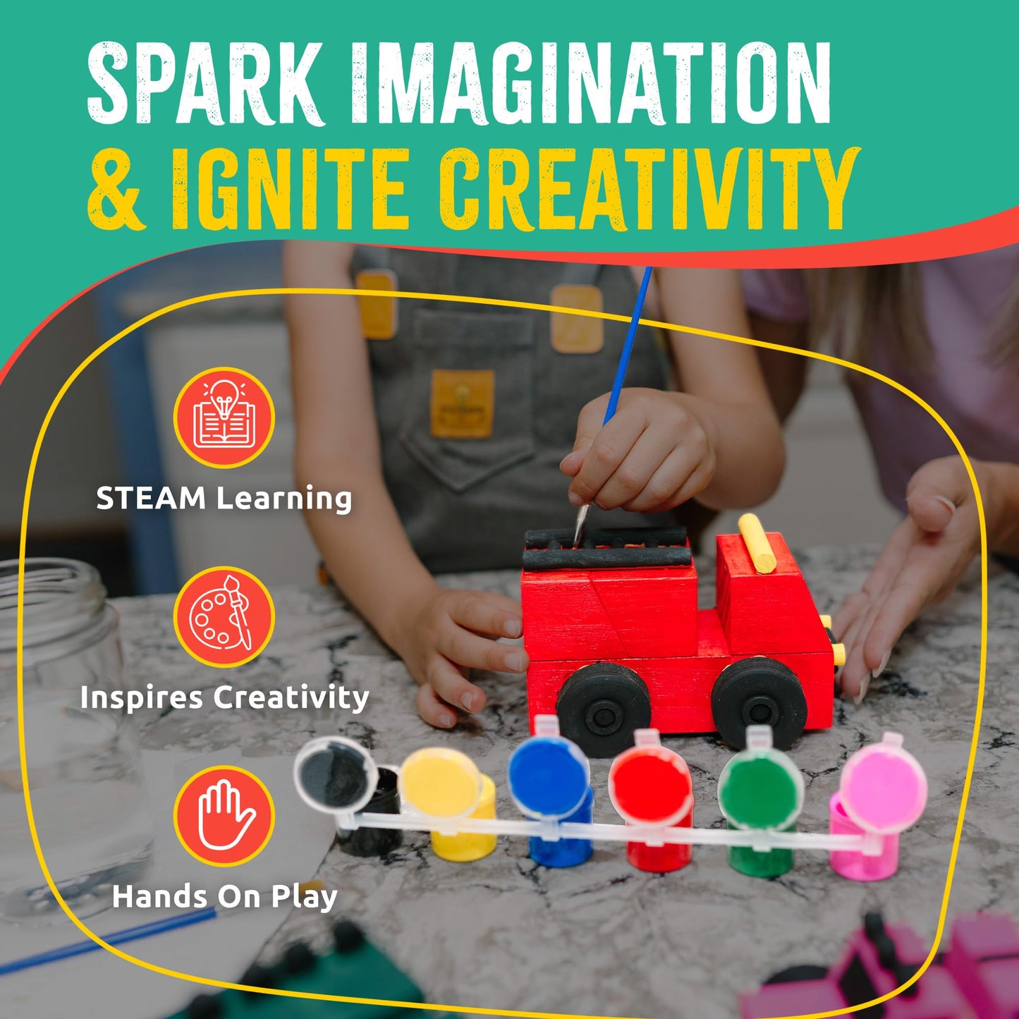 SparkJump DIY Wood Building Kit — STEM Craft for Kids (Wooden Cars, 1-Pack)