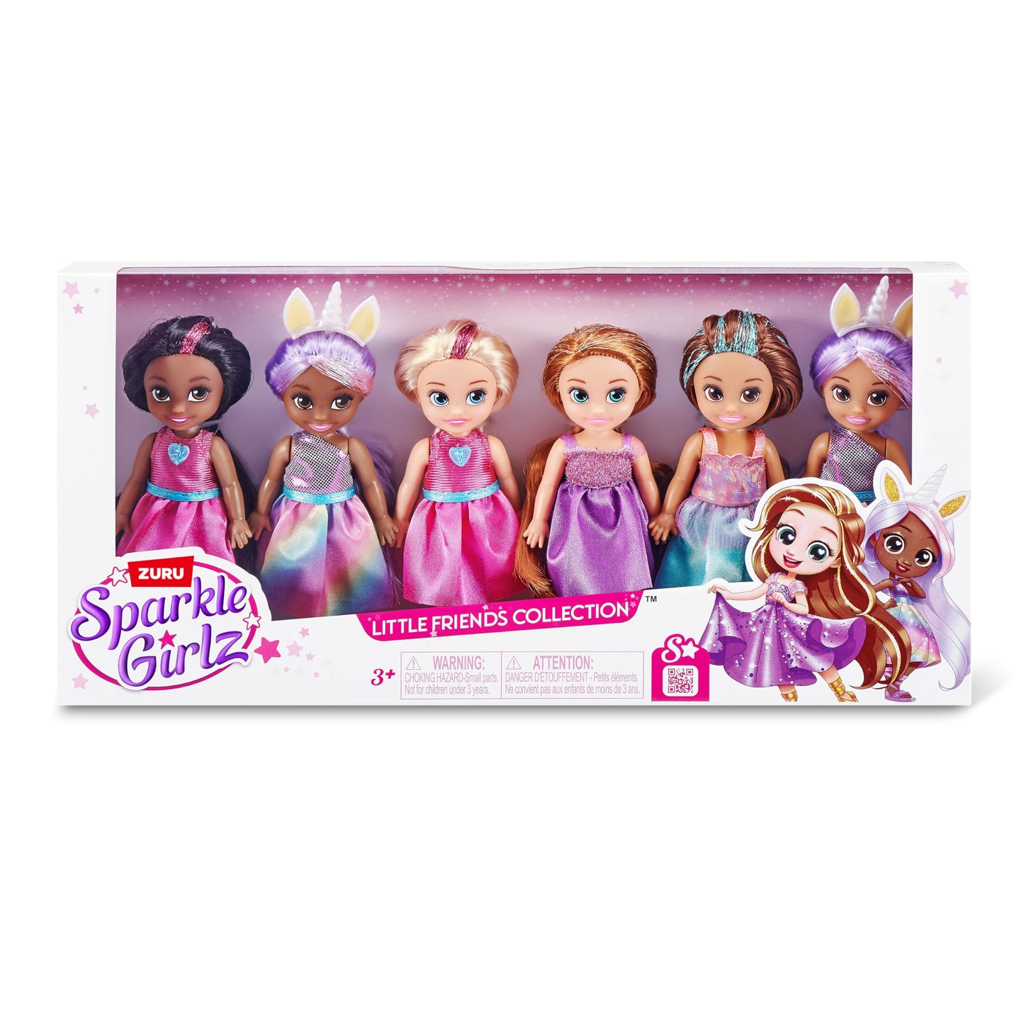 Sparkle Girlz 6-Pack Princess Dolls by ZURU Fashion | Removable Dresses & Poseable Hair