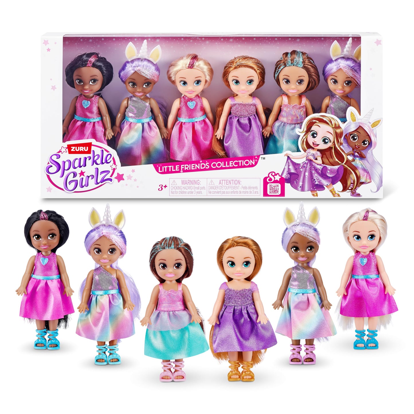 Sparkle Girlz 6-Pack Princess Dolls by ZURU Fashion | Removable Dresses & Poseable Hair