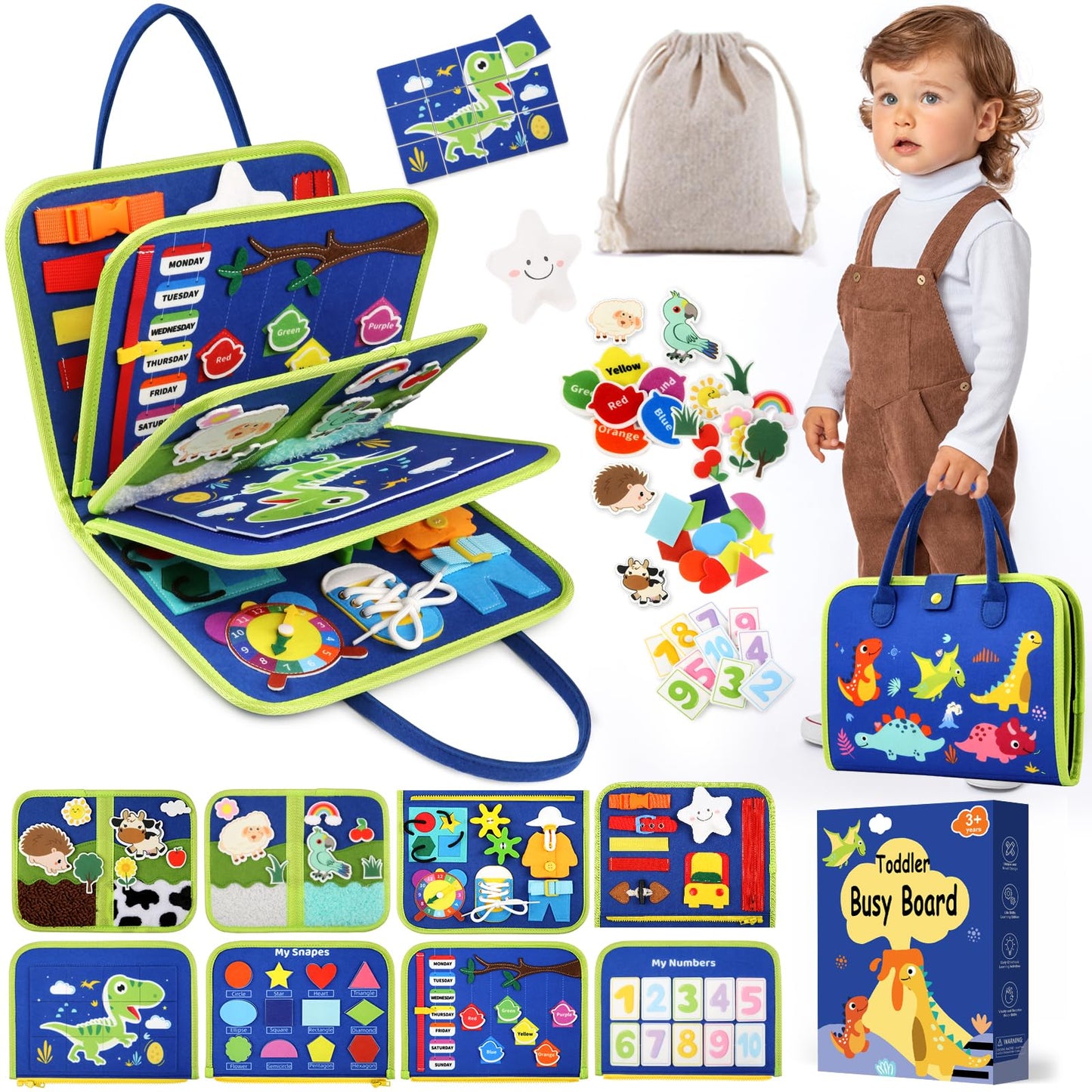 SparkleMe Toddler Sensory Busy Board – Travel Activity Book for Ages 3-4