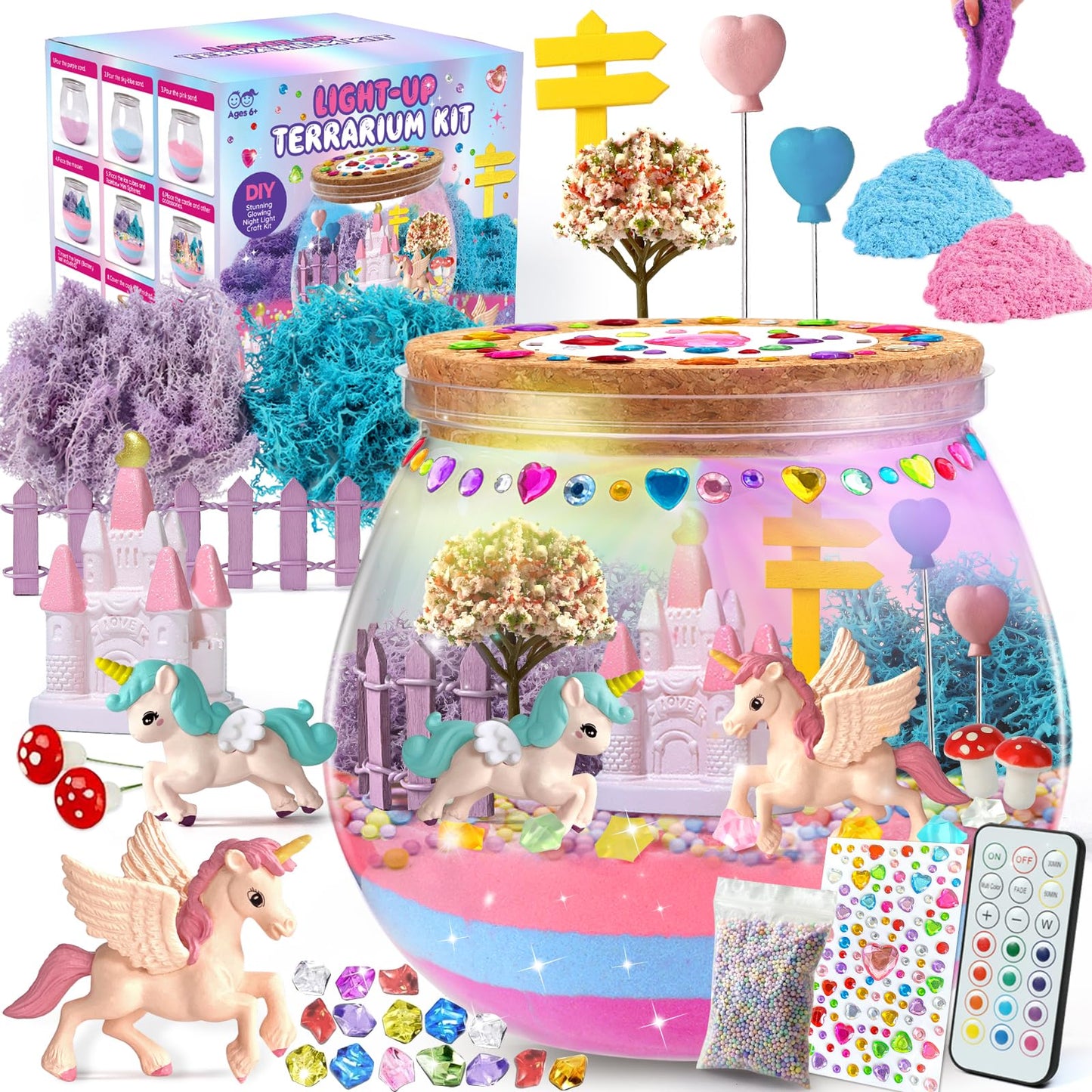 SparkleMe Unicorn Terrarium Crafts Kit for Kids — LED Night Light DIY Toy (Ages 5–10)