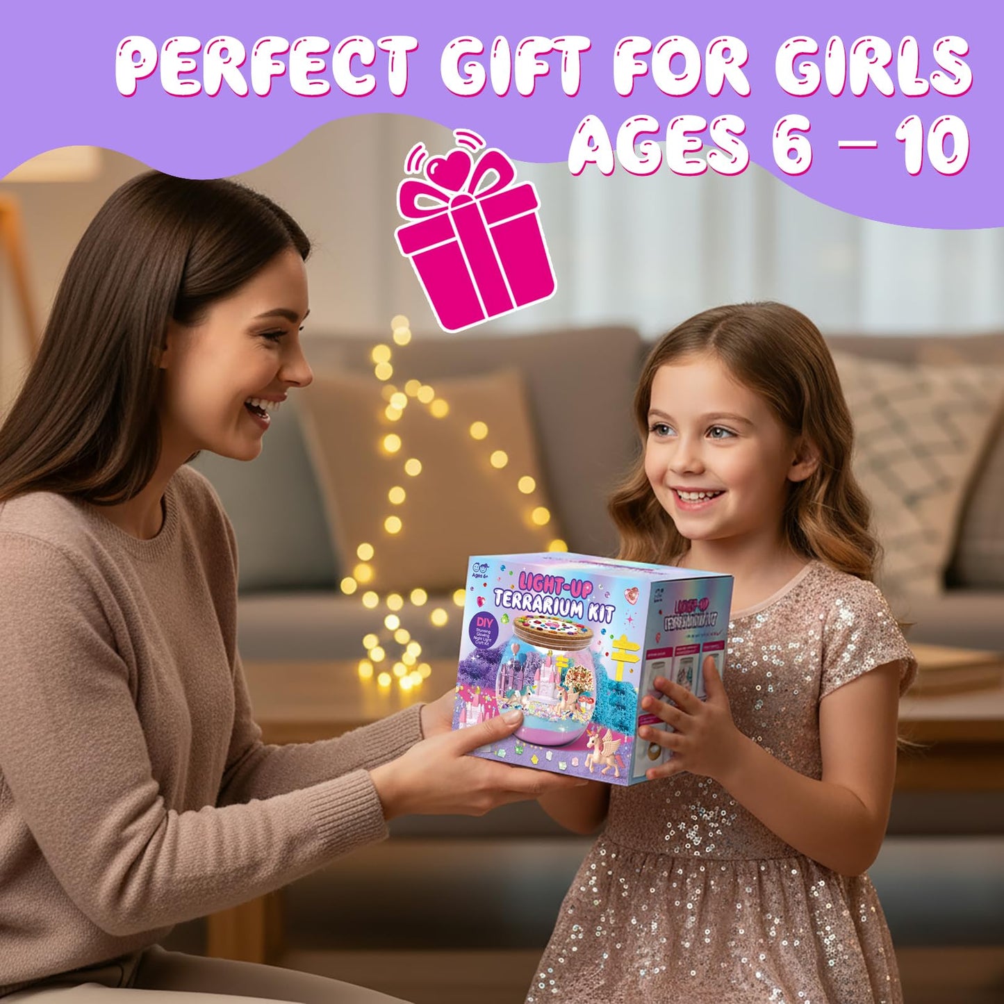 SparkleMe Unicorn Terrarium Crafts Kit for Kids — LED Night Light DIY Toy (Ages 5–10)