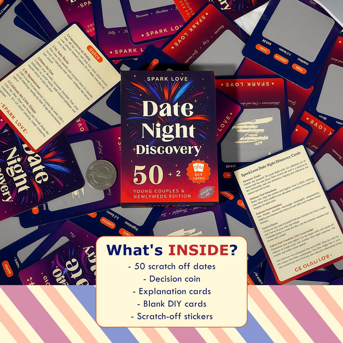 Sparklove Valentines Day Scratch-Off Date Cards – 50 Fun Ideas for Him & Her | Young Couples & Newlyweds Edition
