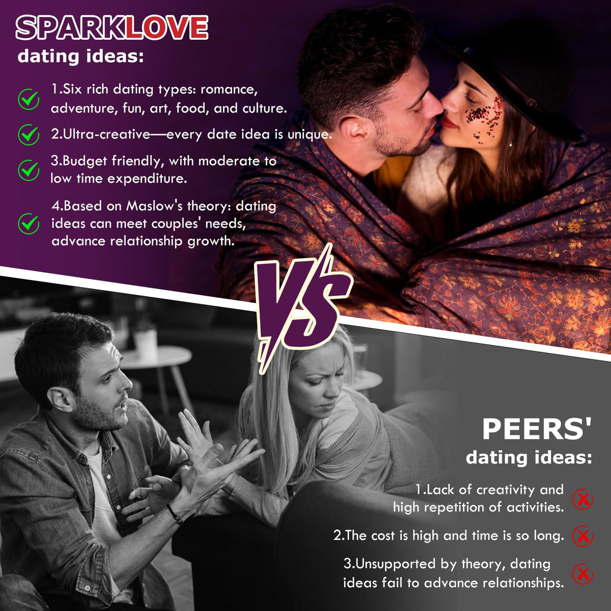 Sparklove Valentines Day Scratch-Off Date Cards – 50 Fun Ideas for Him & Her | Young Couples & Newlyweds Edition