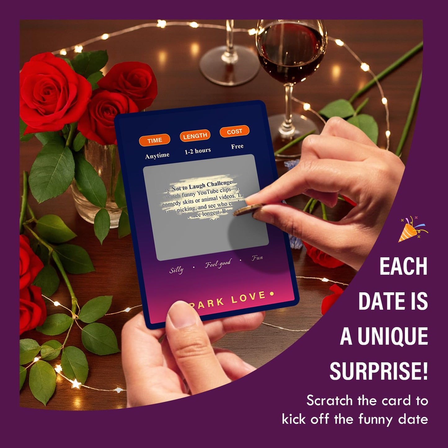 Sparklove Valentines Day Scratch-Off Date Cards – 50 Fun Ideas for Him & Her | Young Couples & Newlyweds Edition