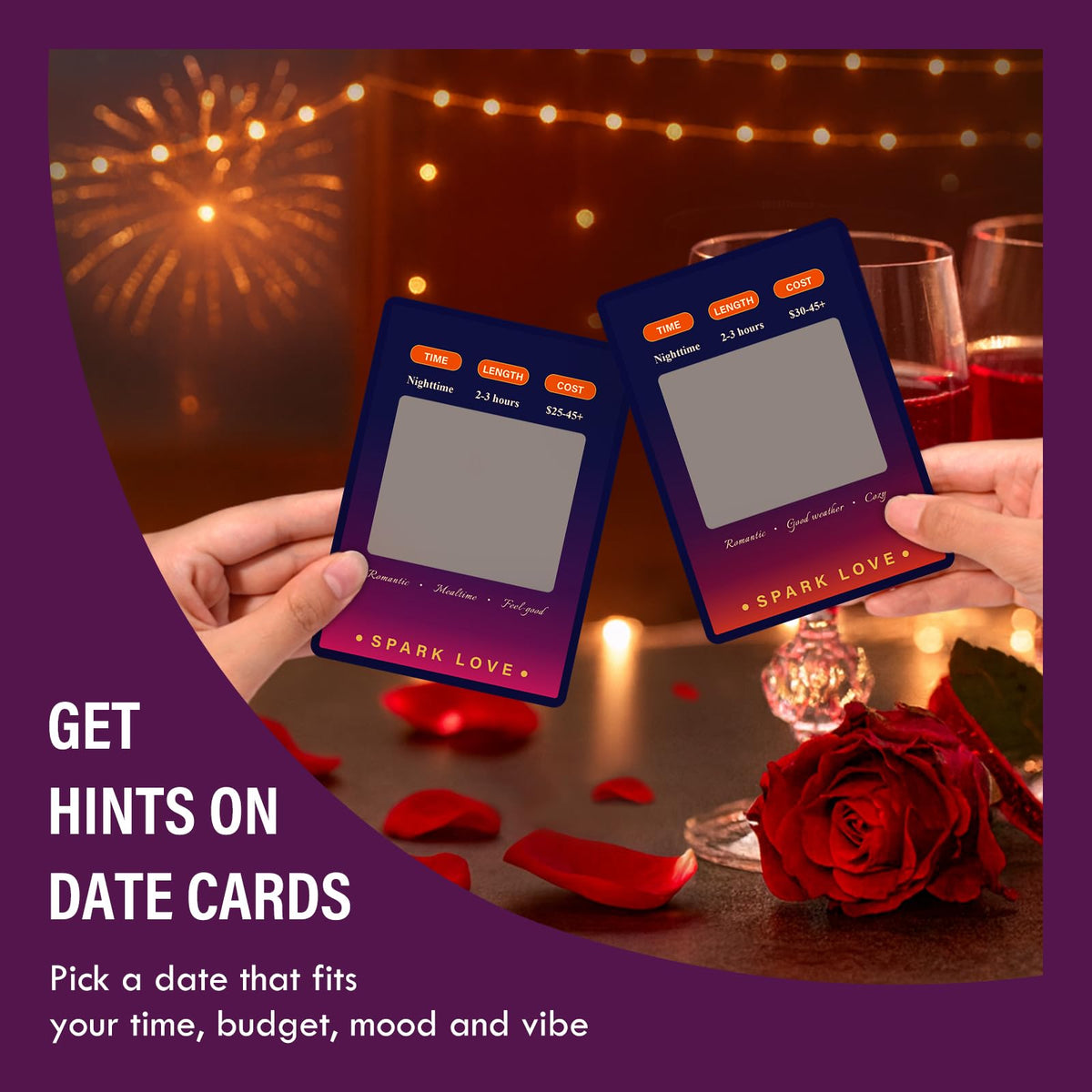 Sparklove Valentines Day Scratch-Off Date Cards – 50 Fun Ideas for Him & Her | Young Couples & Newlyweds Edition