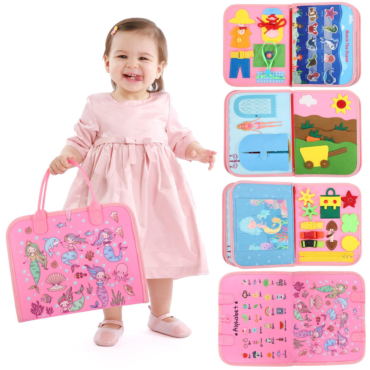 SparkShoots Montessori Busy Board for Toddlers – 27 Activities, Lightweight & Travel‑Friendly