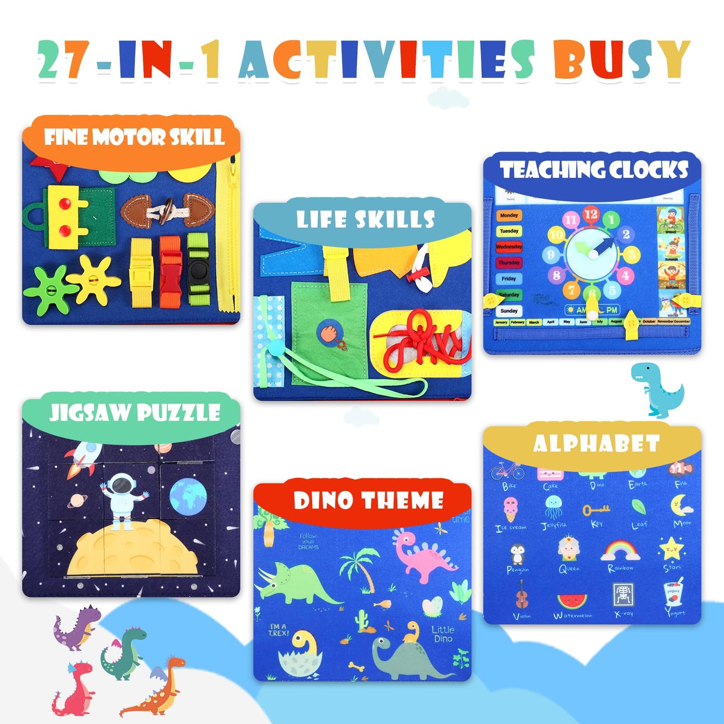 SparkShoots Busy Board Toddler – 27‑in‑1 Sensory Montessori Toys for Travel & Play
