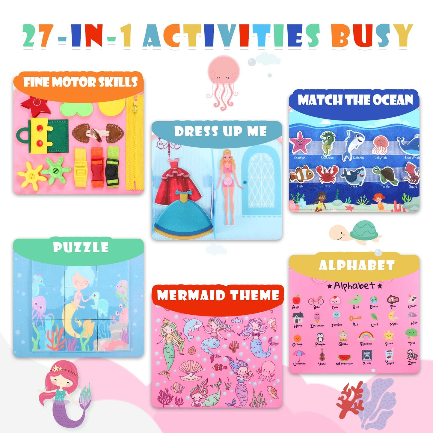 SparkShoots Montessori Busy Board for Toddlers – 27 Activities, Lightweight & Travel‑Friendly