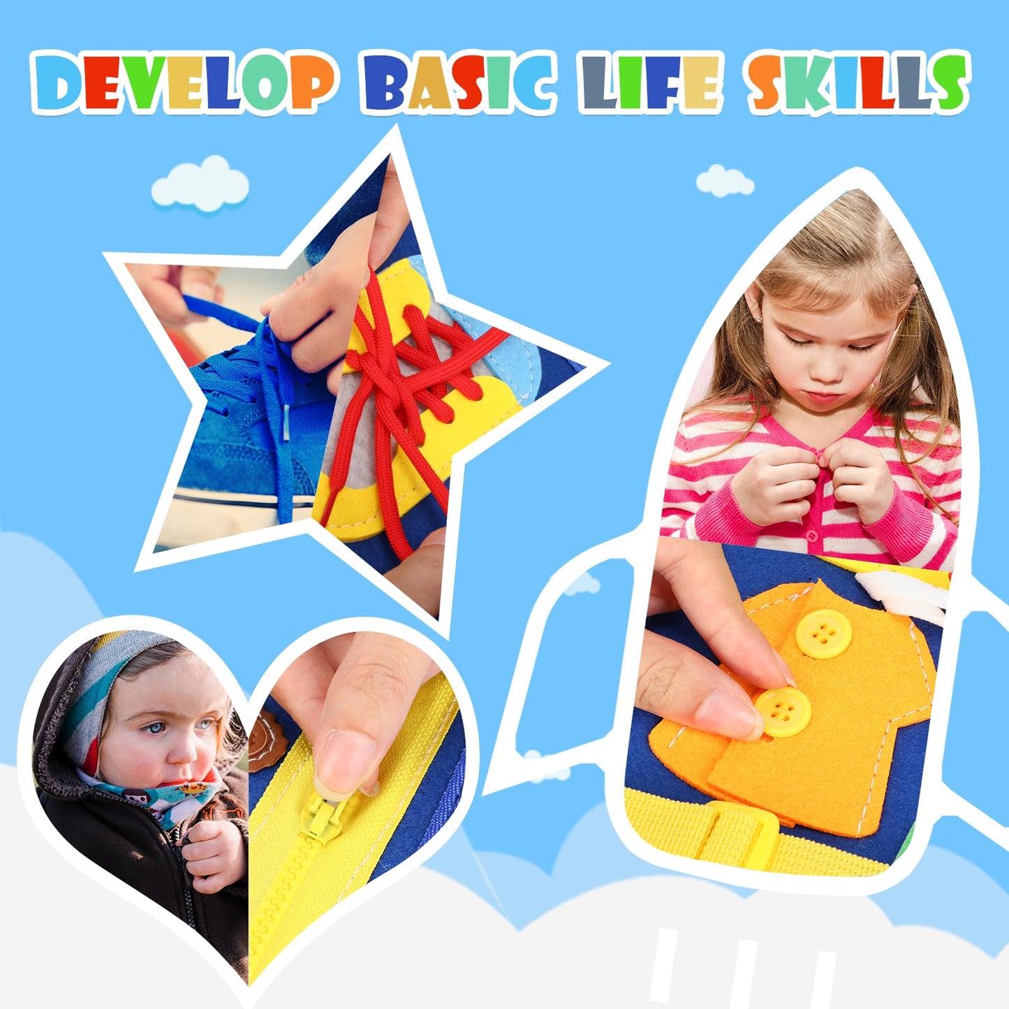 SparkShoots Busy Board Toddler – 27‑in‑1 Sensory Montessori Toys for Travel & Play